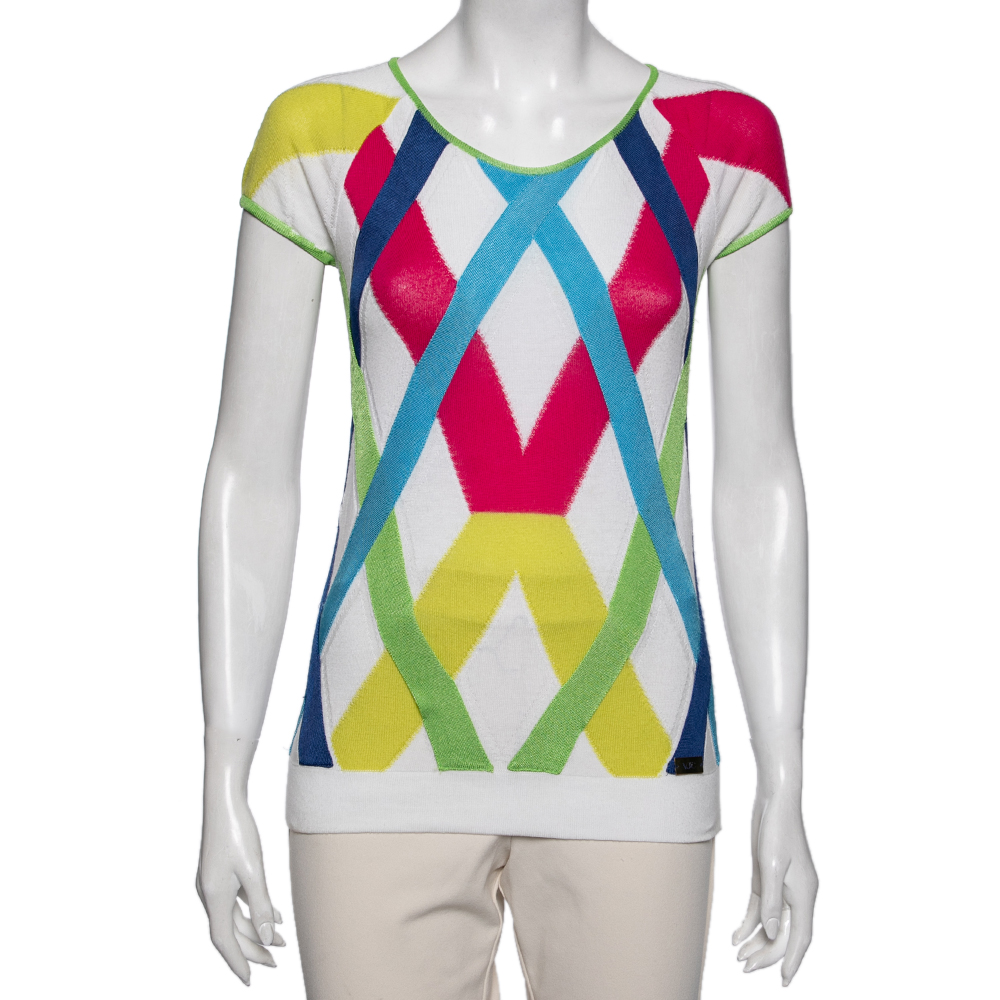 

Versace Jeans Couture Multicolor Stripe Cap Sleeves Top, White