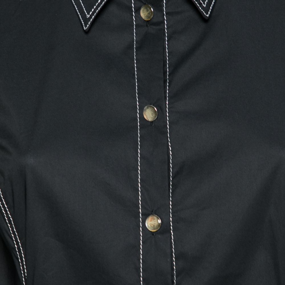 Versace Jeans Couture Black Cotton Sequin Embellished Shirt L