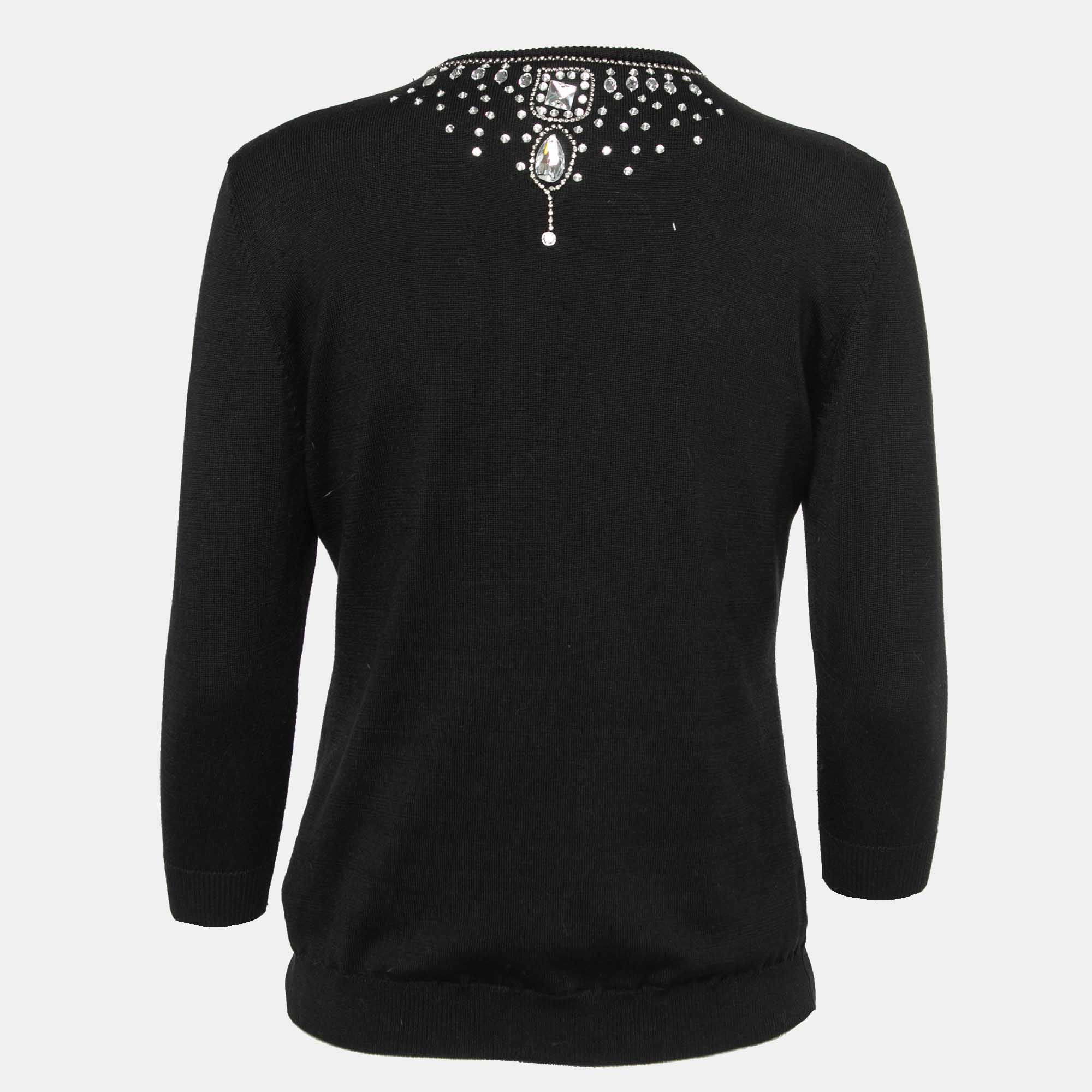 

Versace Jeans Couture Black Knit Embellished Cardigan