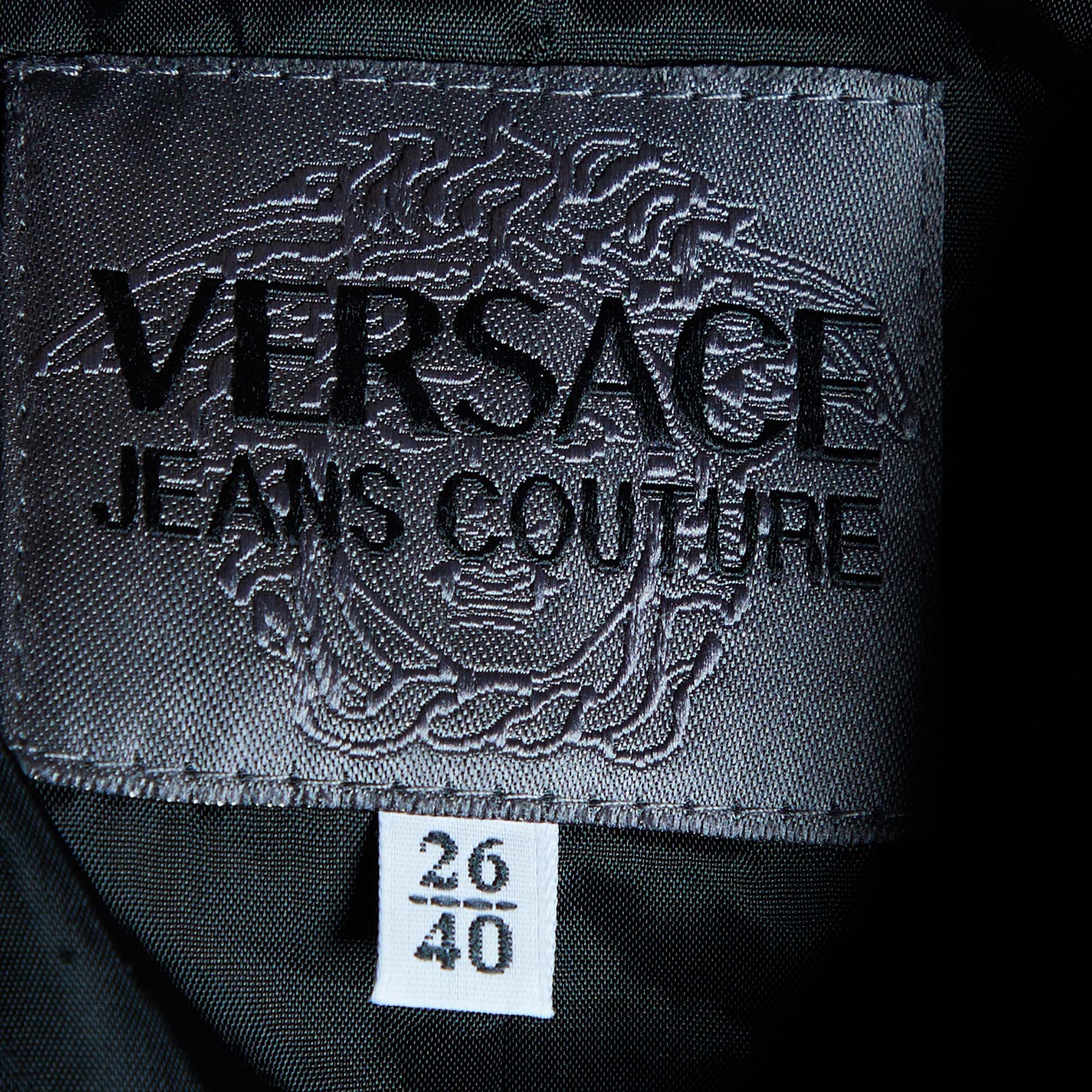 Versace Jeans Couture Black Textured Wool Button Front Jacket S