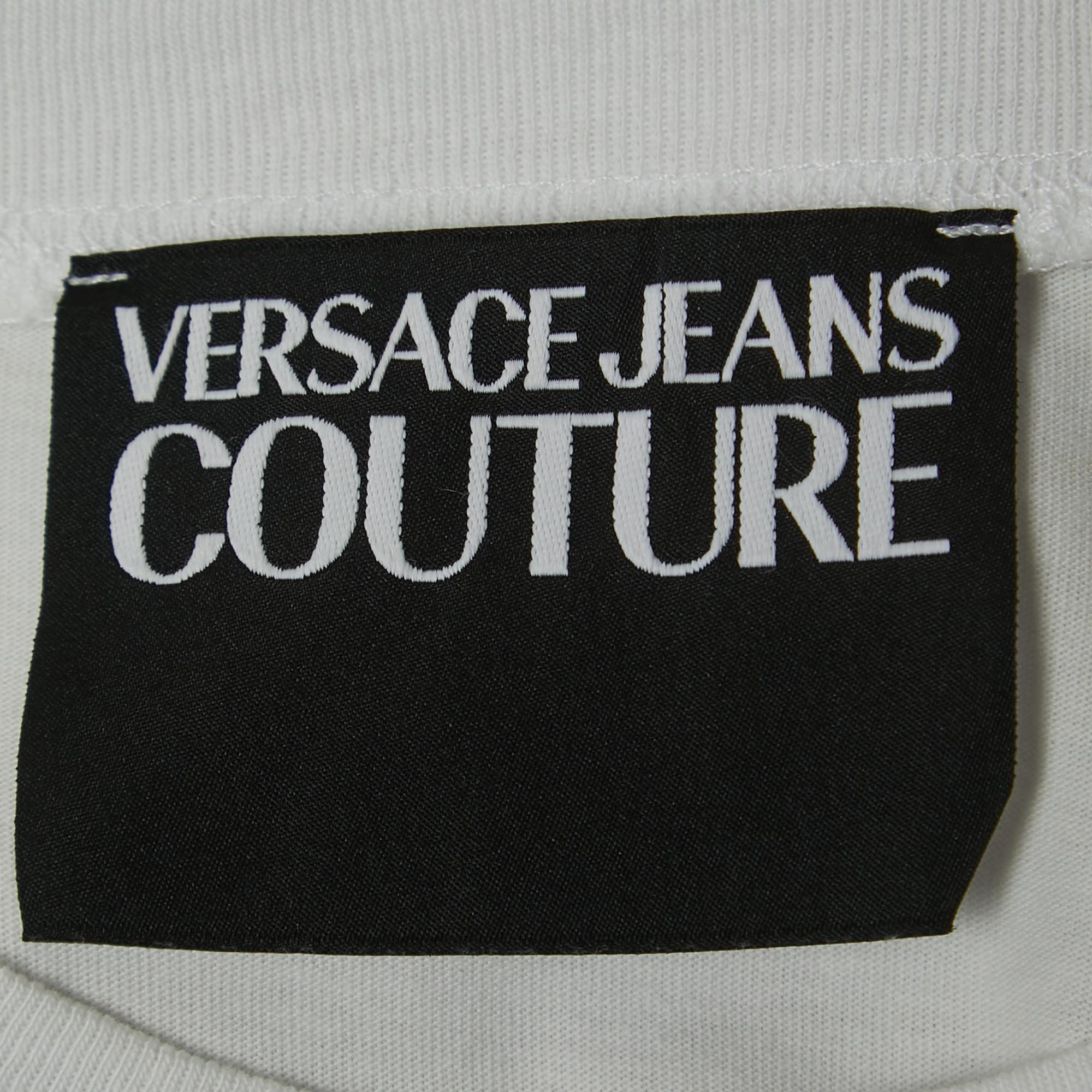 Versace Jeans Couture White Logo Print Cotton Short Sleeve T-Shirt S
