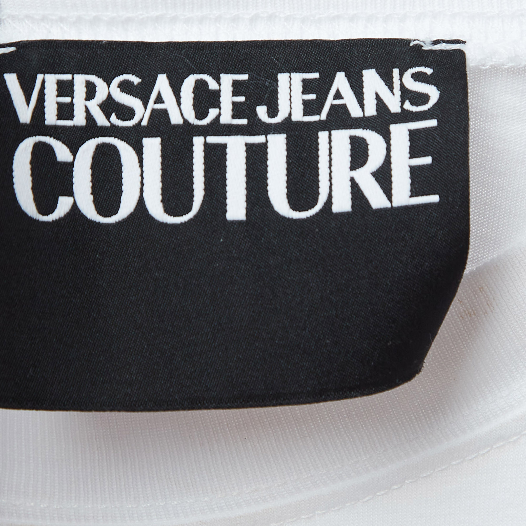 Versace Jeans Couture White Logo Print Cotton Short Sleeve T-Shirt M