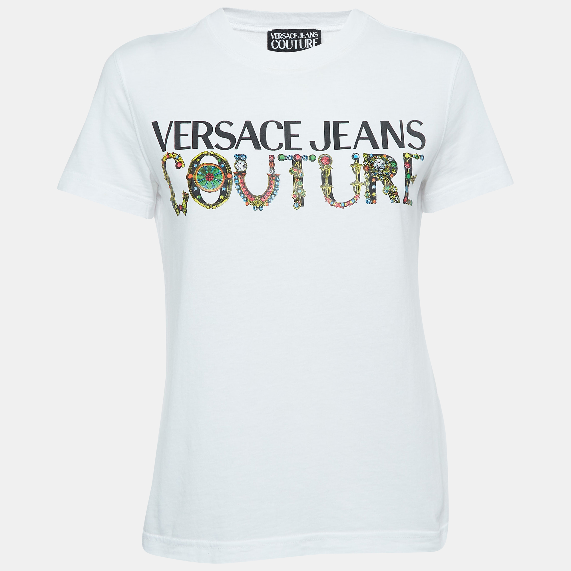 

Versace Jeans Couture White Logo Print Cotton Short Sleeve T-Shirt
