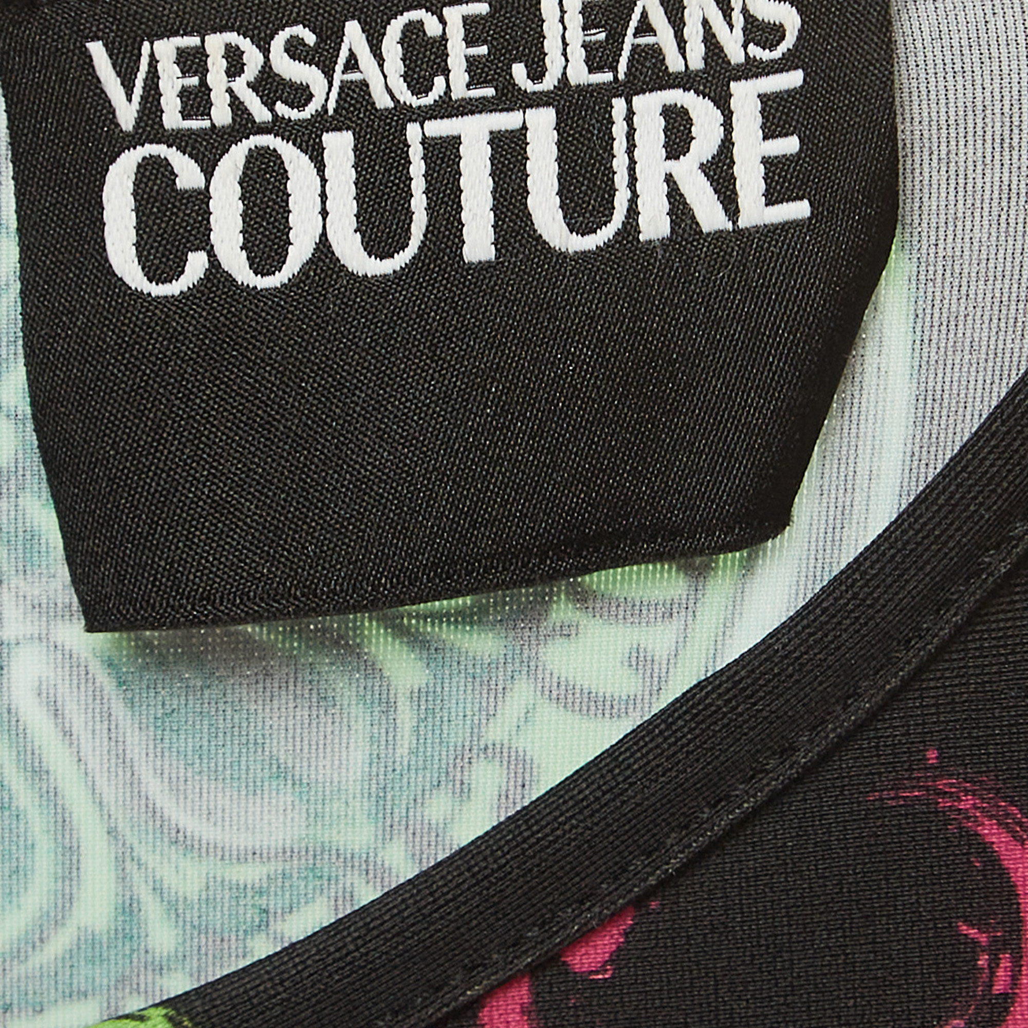 Versace Jeans Couture Black Baroque Printed Bodysuit M