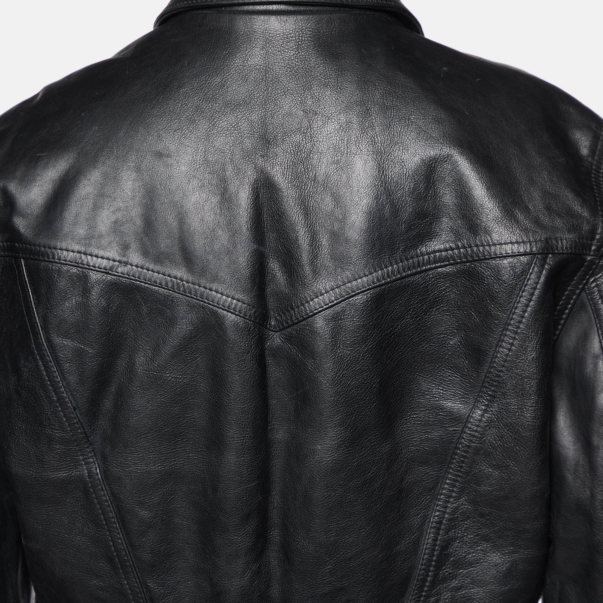 Versace Jeans Couture Vintage Black Leather Biker Jacket L