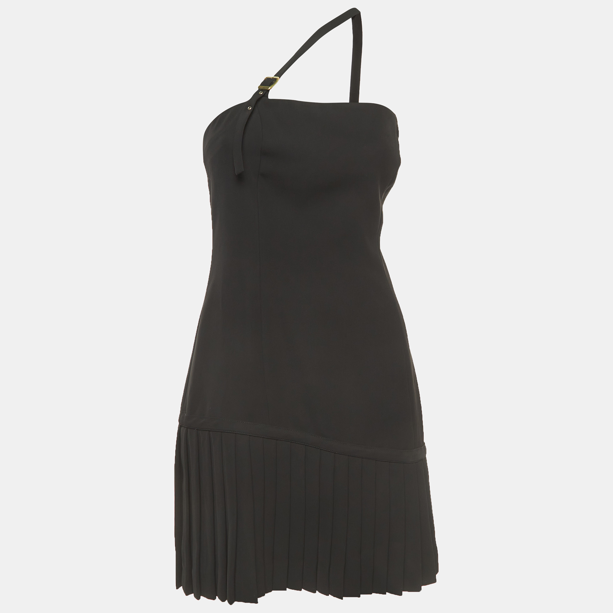 Versace Jeans Couture  Black Crepe One Shoulder Mini Dress M