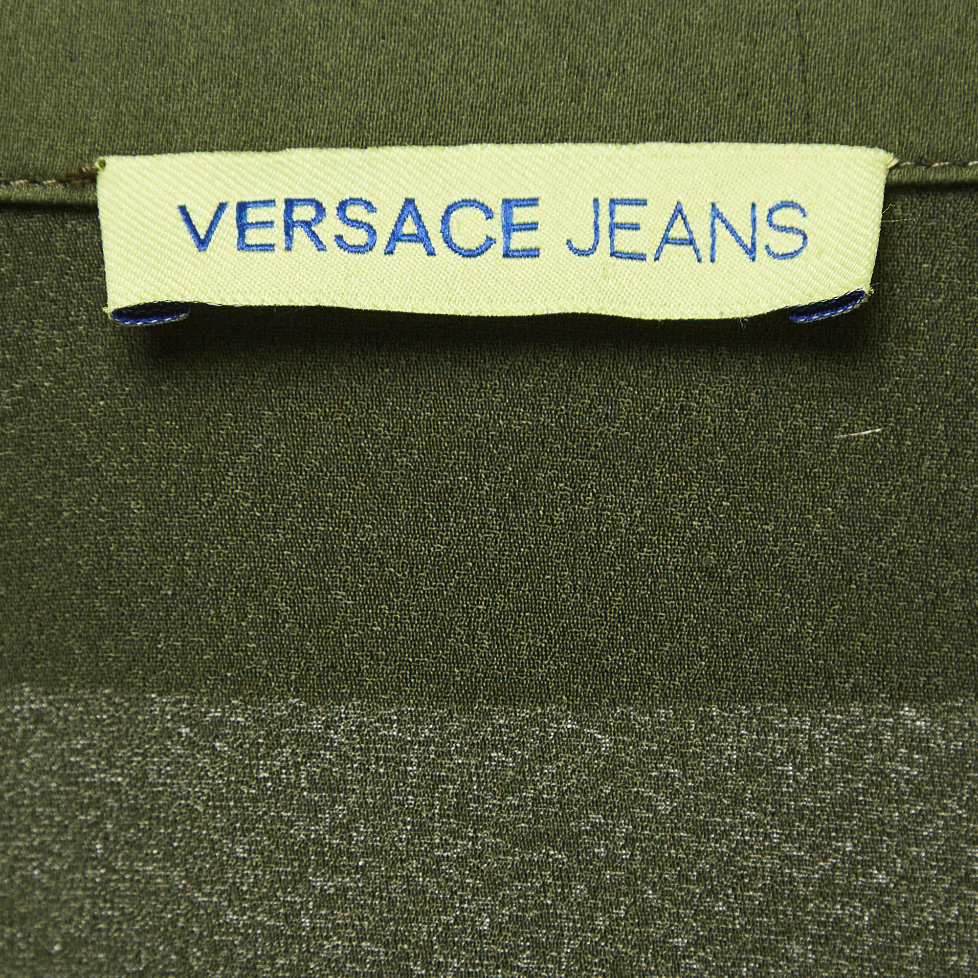 Versace Jeans Green Crepe Long Sleeve Jumpsuit S