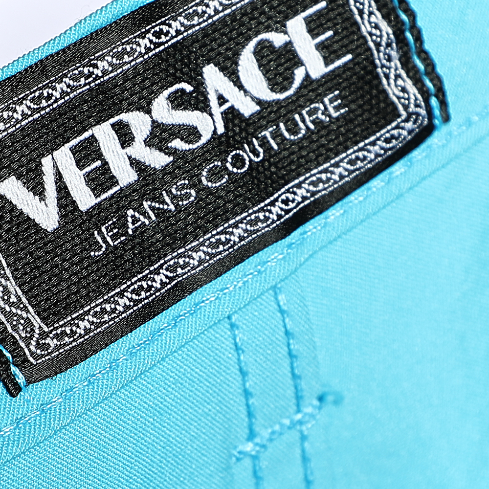 Versace Jeans Couture Blue Stretch Knit Tapered Leg Trousers S
