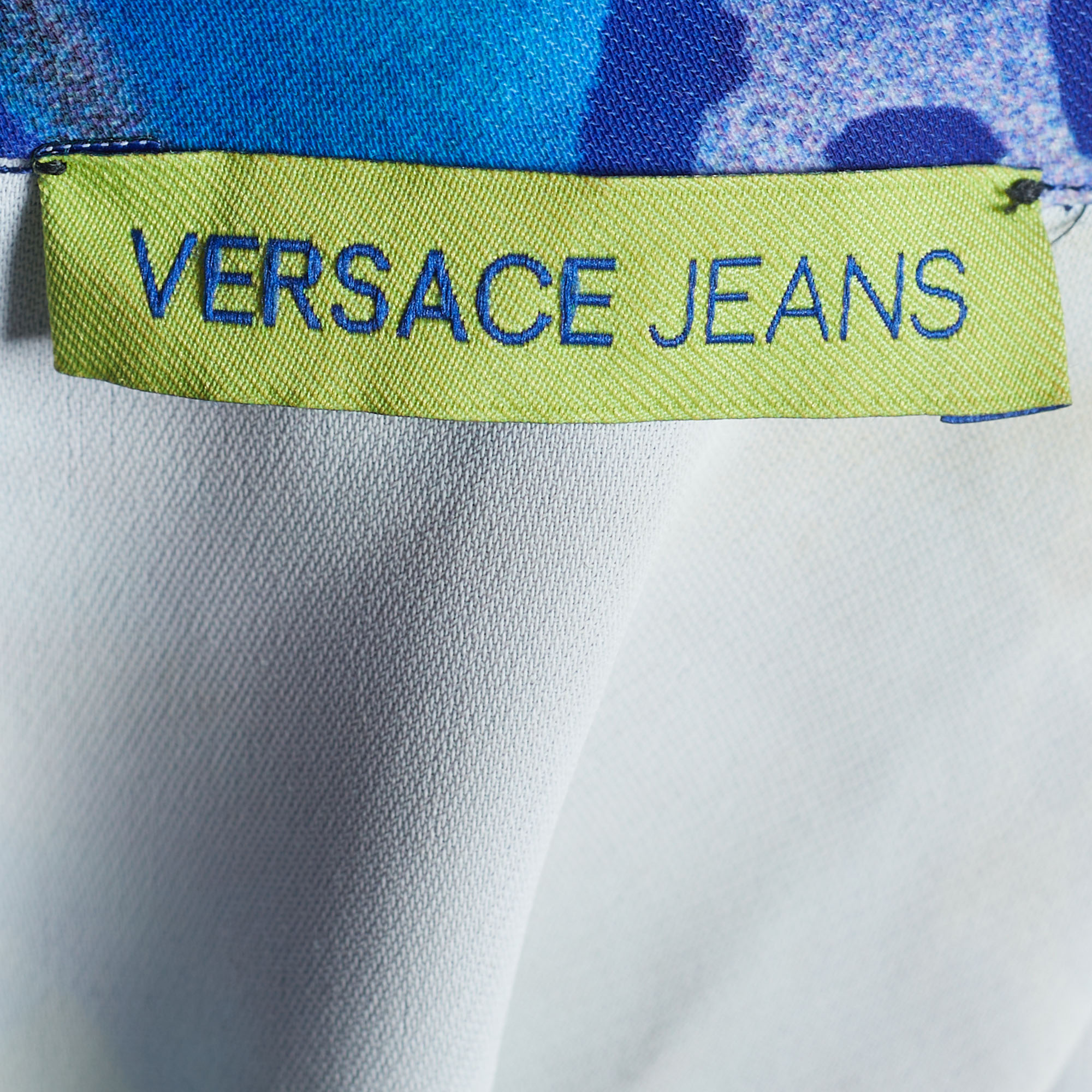 Versace Jeans Multicolor Printed Sateen Button Back Top S