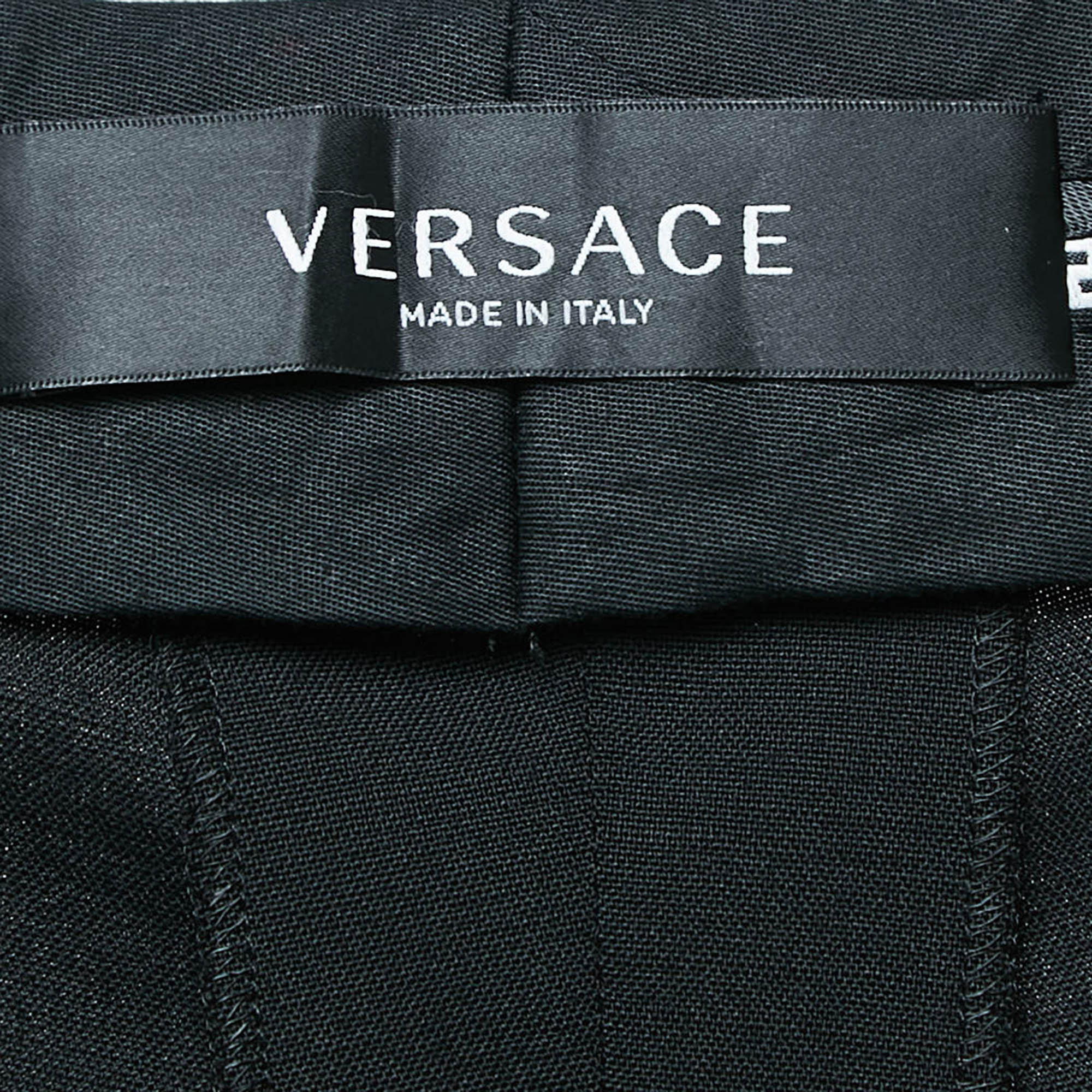 Versace Black Cut-Out Embellished Cotton Trousers M