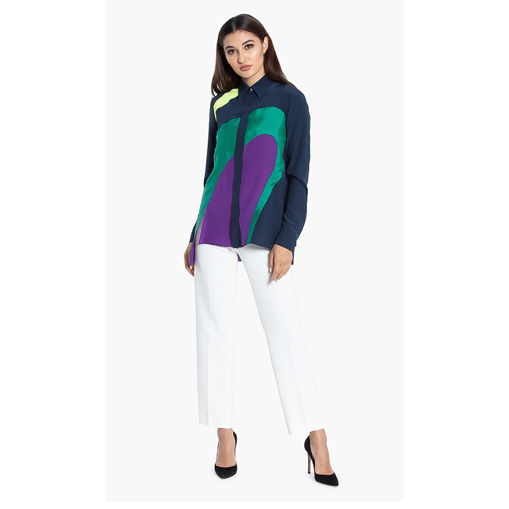 Versace Multi Color Gianni Colorblock Long Sleeves Shirt S (IT 40)
