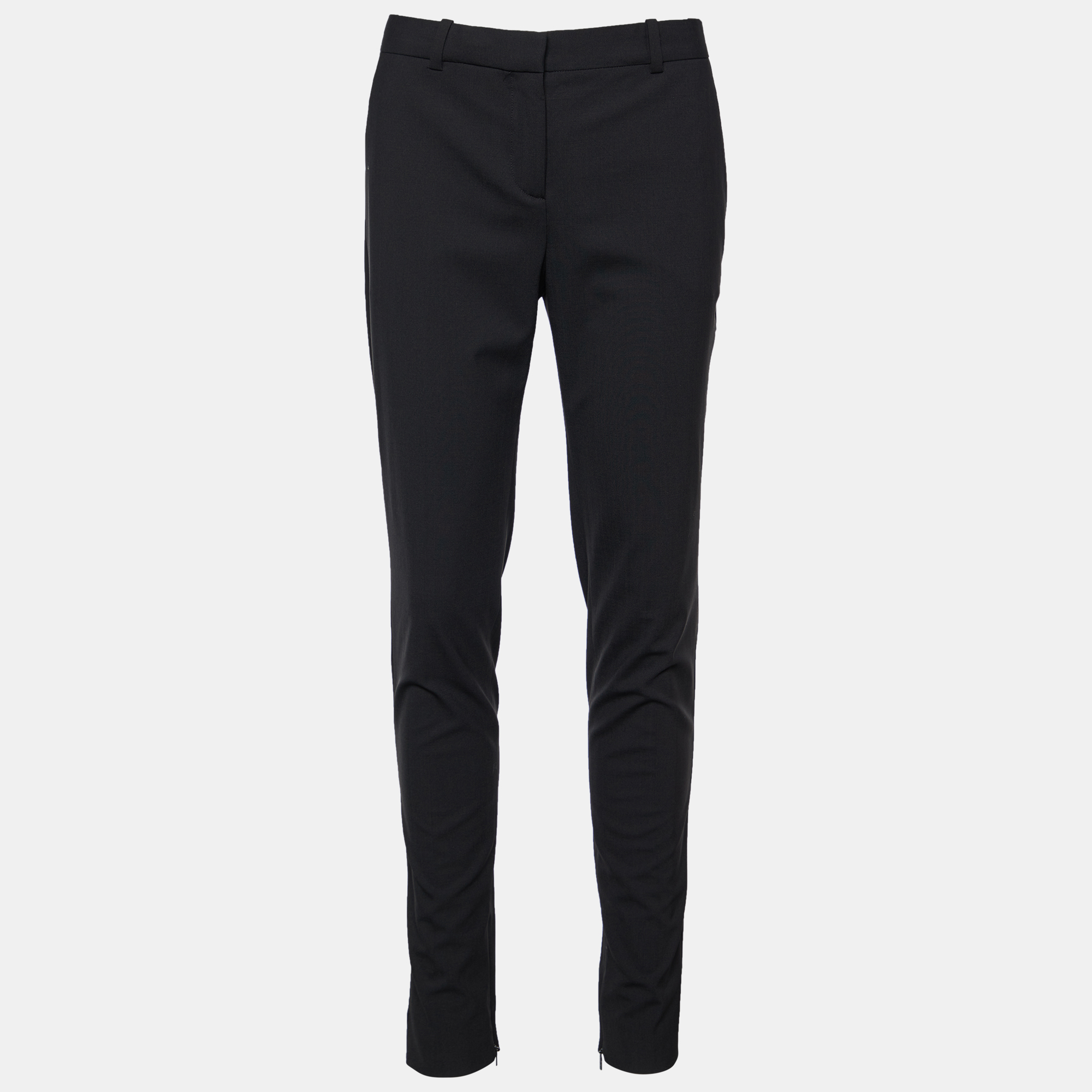 Versace black stretch wool tailored trousers m