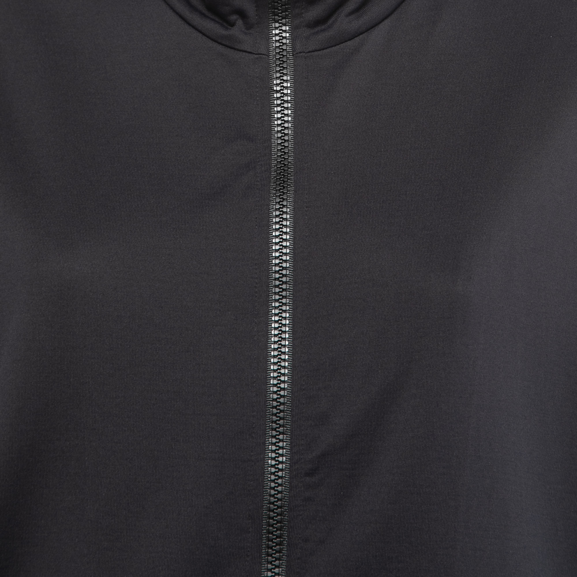 Versace Black Jersey Medussa Detail Zip Front Jacket XXL