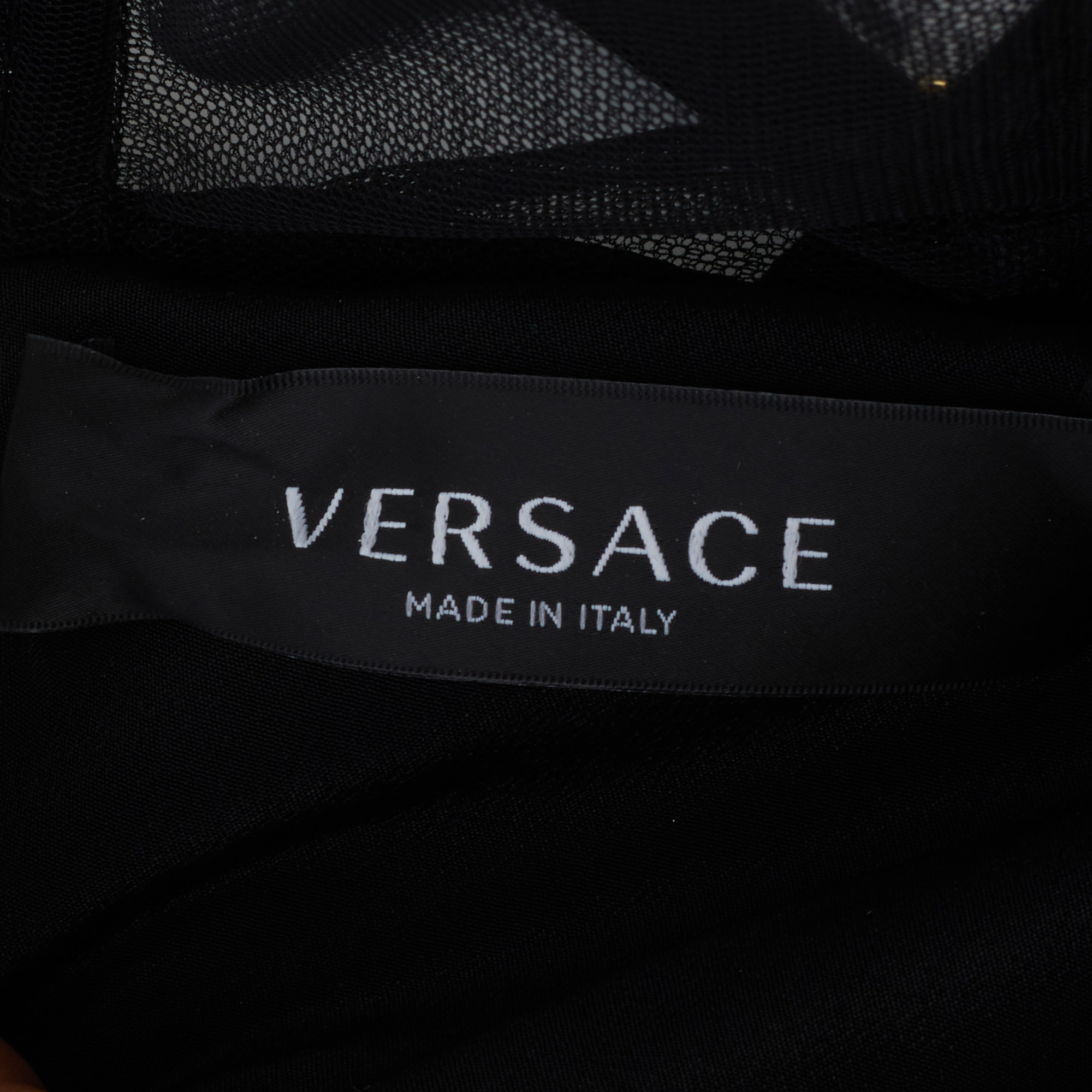 Versace Black Silk Crepe Crystal Embellished Strap Gown M