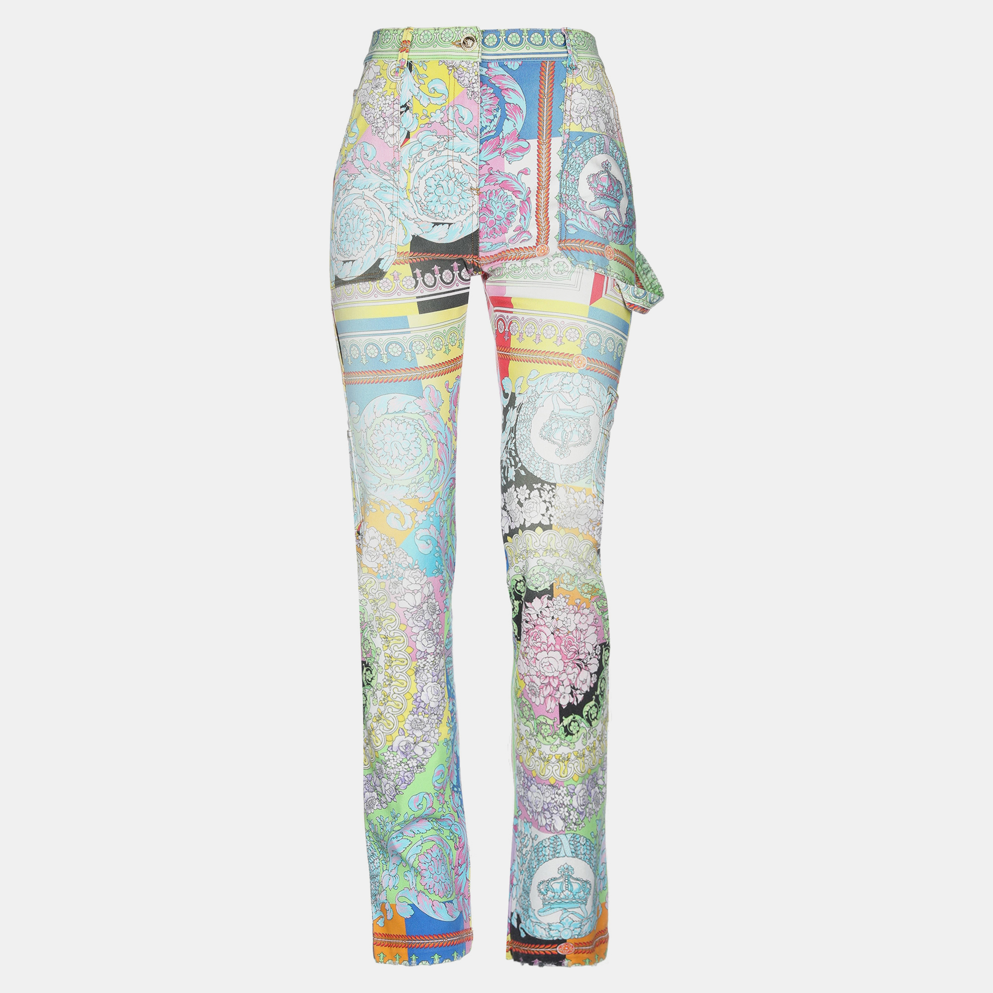 Versace multicolor printed denim jeans s waist 27"