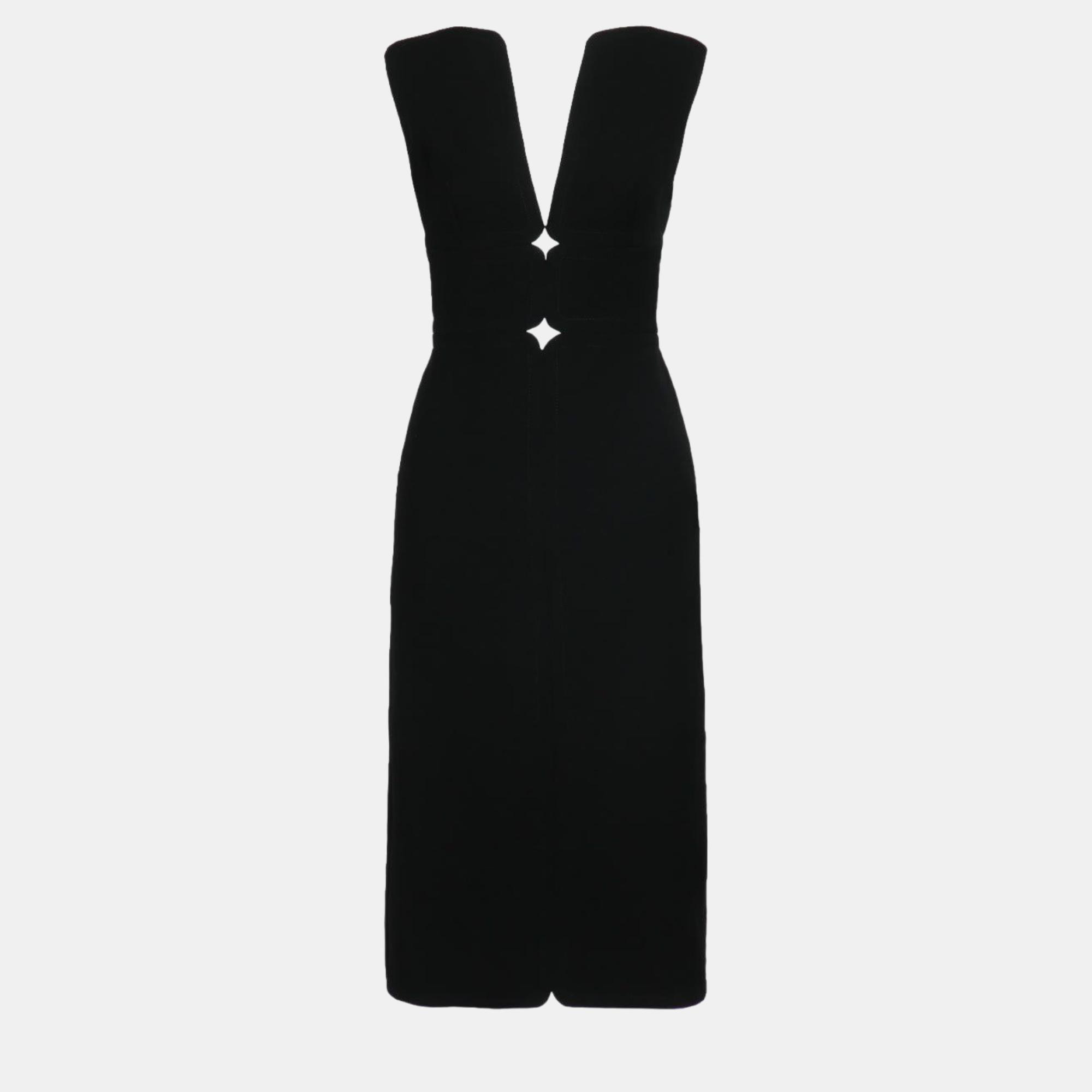 Versace black viscose sleeveless back-zip dress xxs