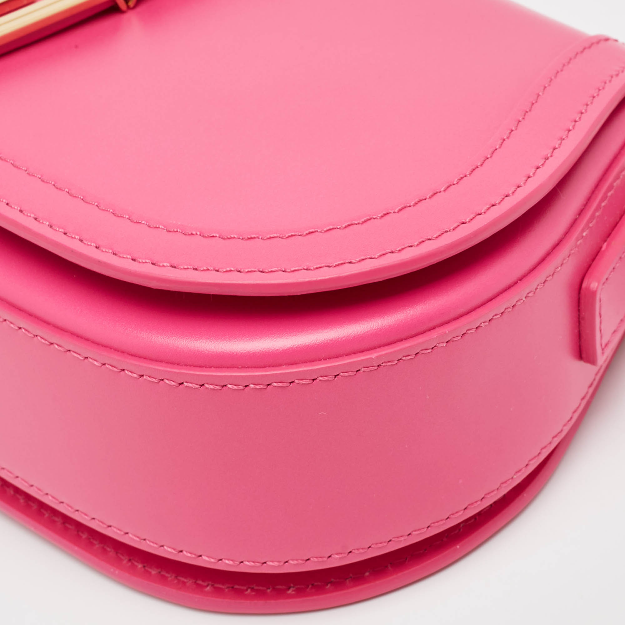 Versace Pink Leather Greca Goddess Shoulder Bag