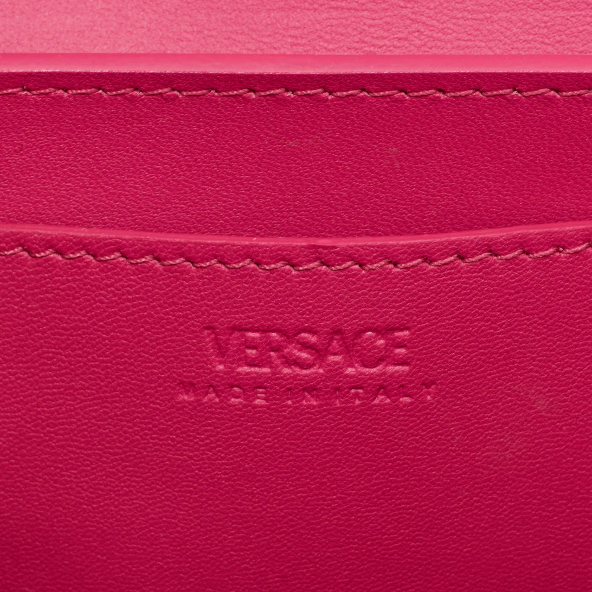 Versace Pink Leather Greca Goddess Shoulder Bag