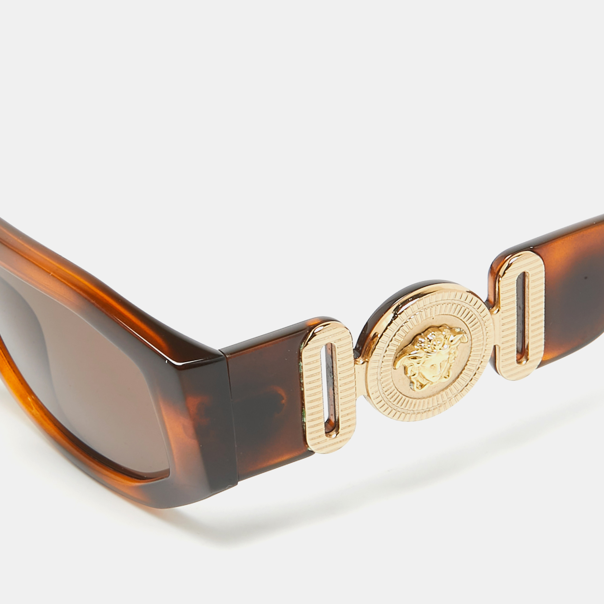 Versace Tortoise Brown MOD. 4361 Medusa Biggie Rectangular Sunglasses