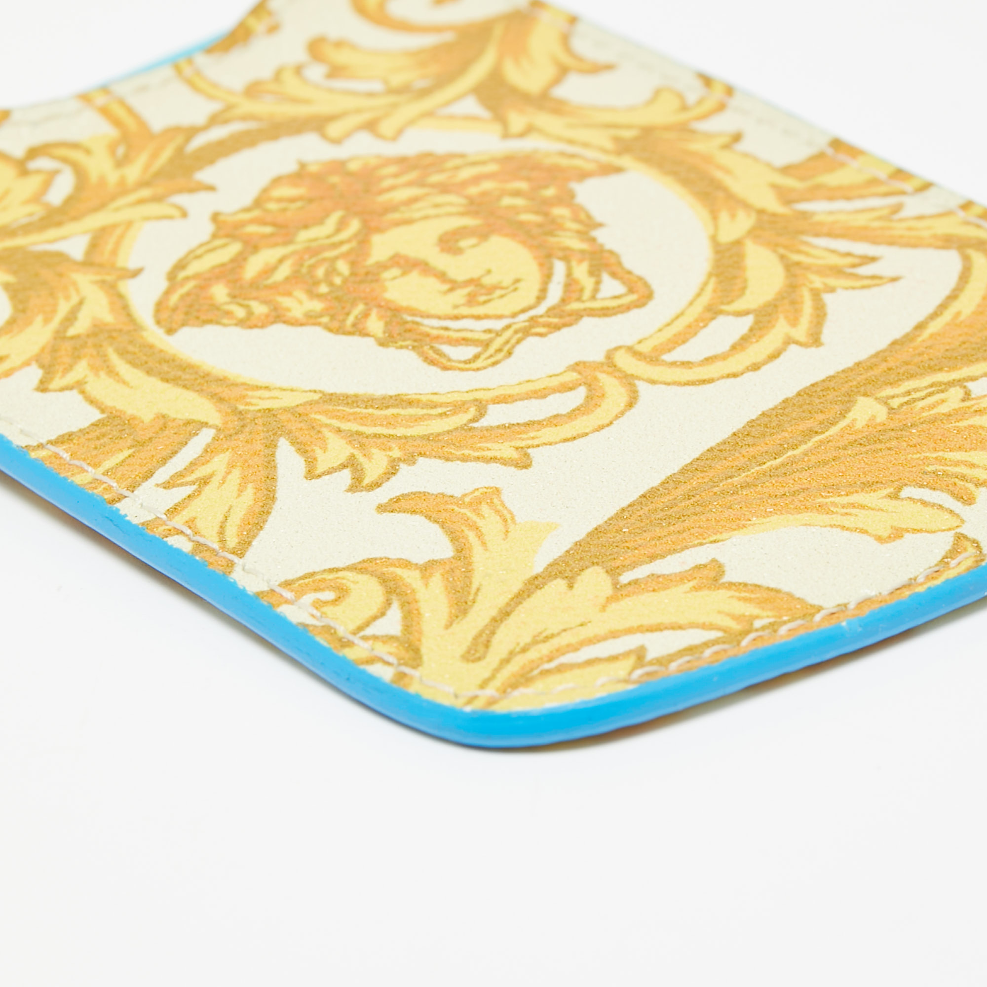 Versace Yellow/Blue Medusa Print Leather Phone Cover