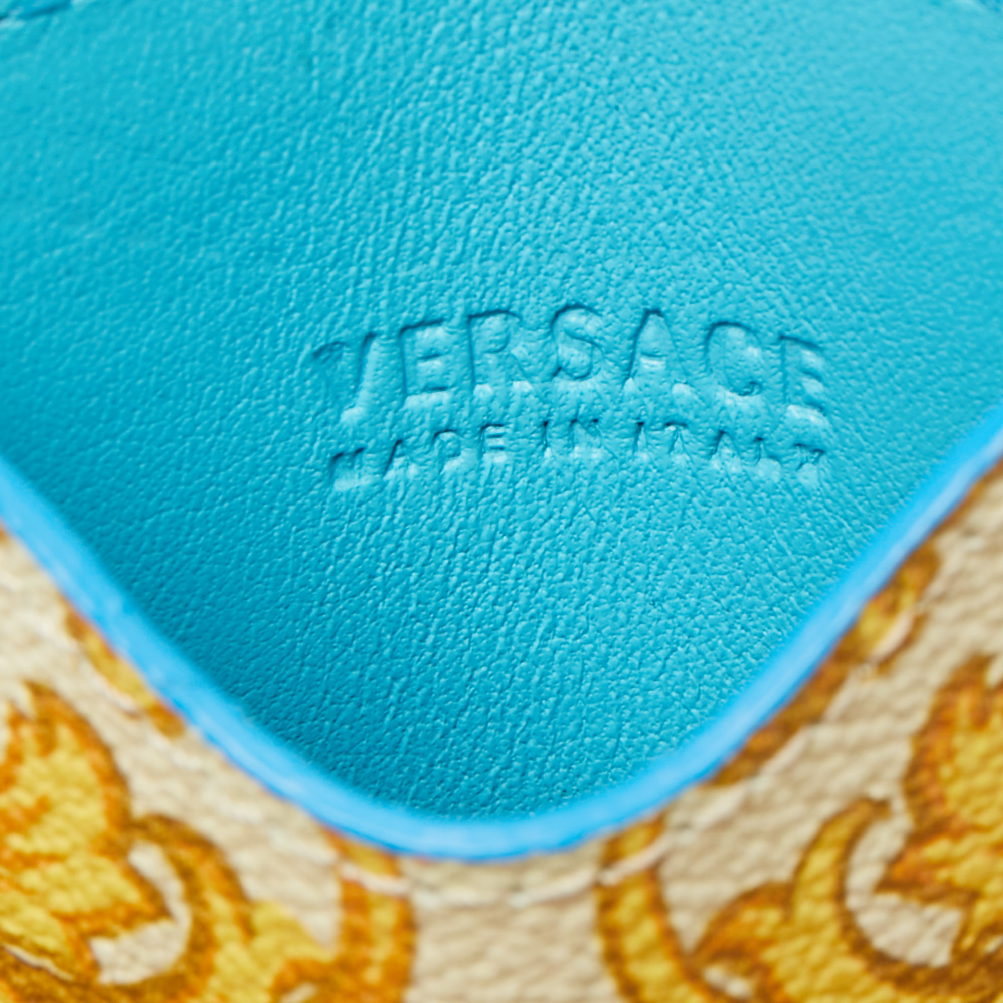 Versace Yellow/Blue Medusa Print Leather Phone Cover