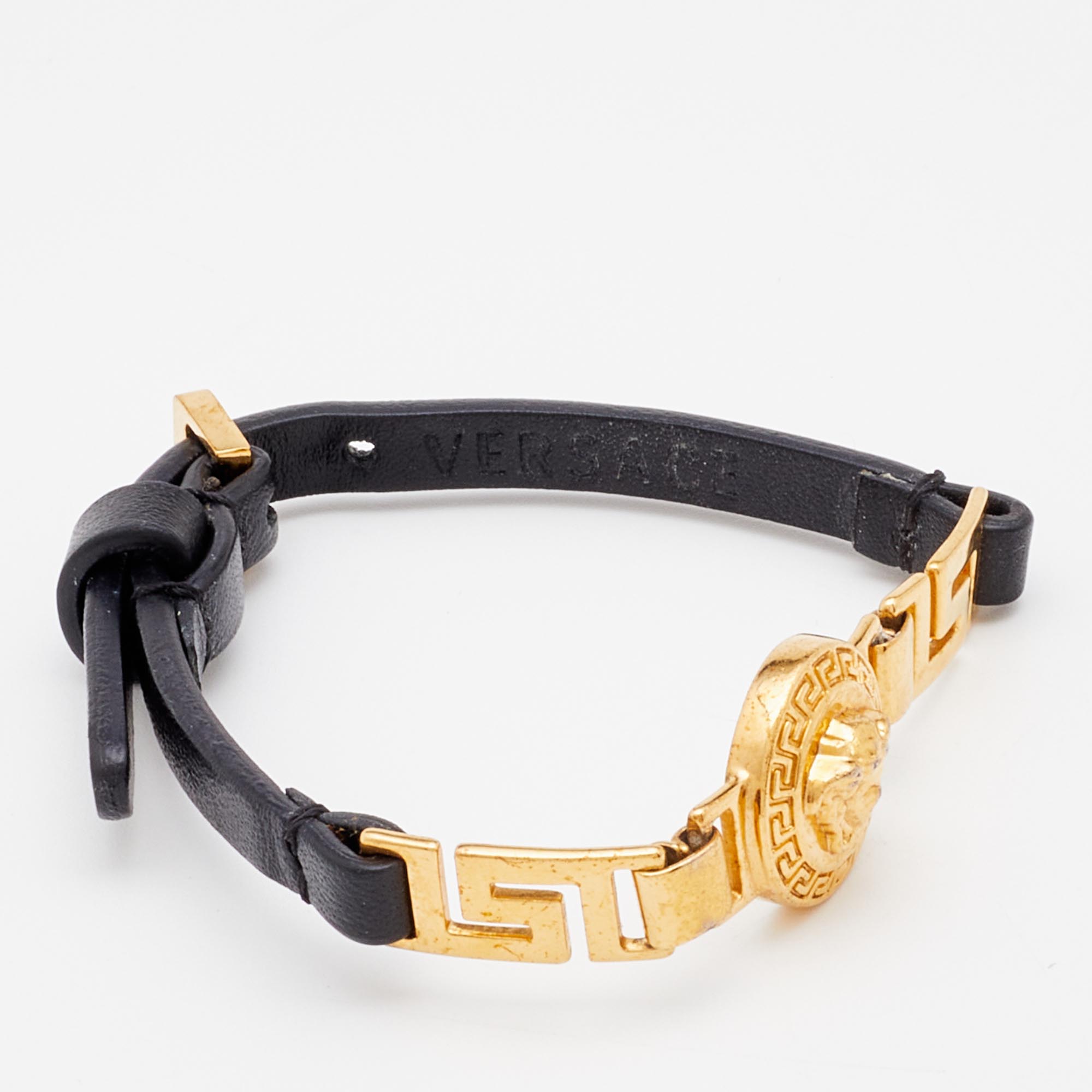 

Versace Medusa Leather Gold Tone Bracelet