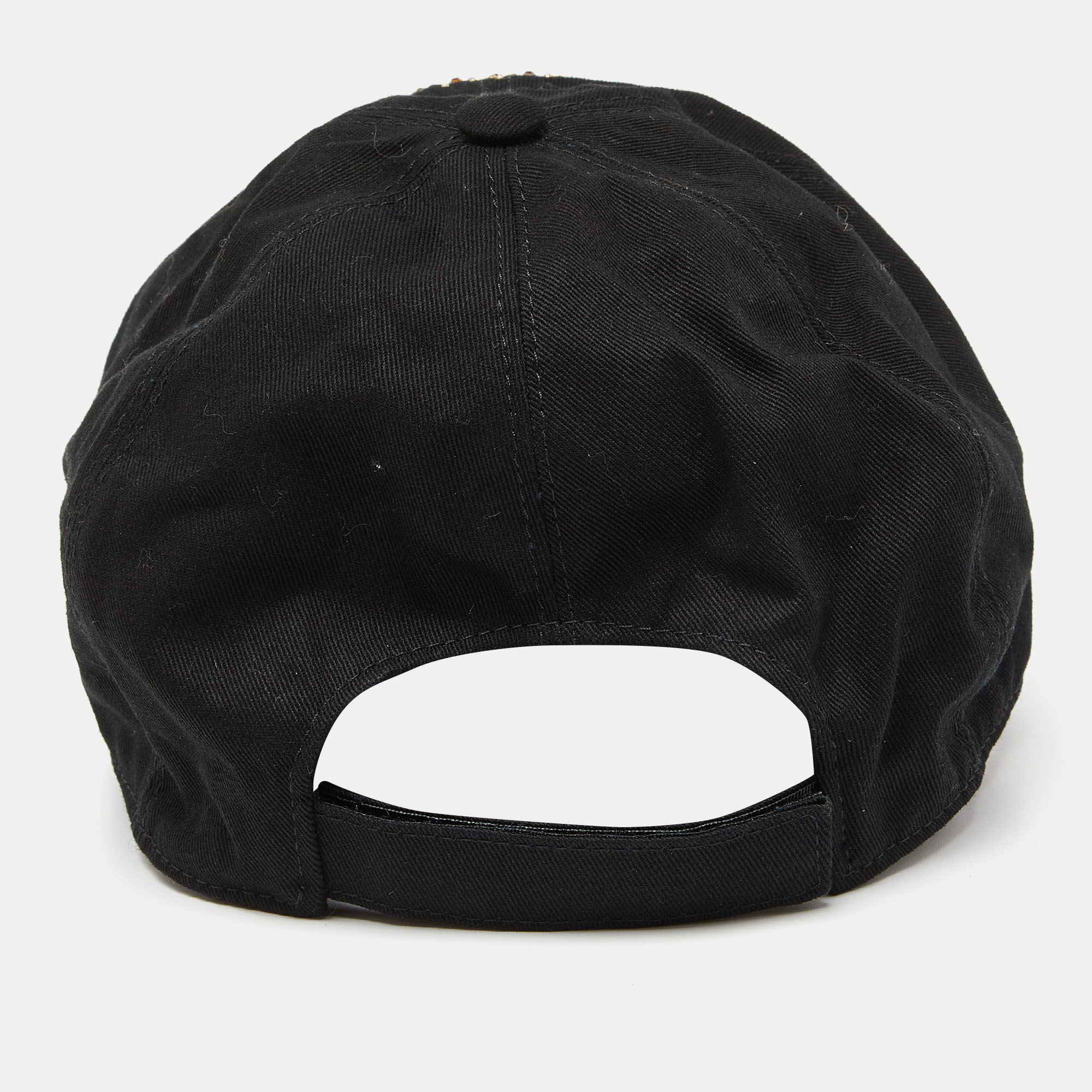 Versace Black Studded Medusa Cotton Blend Baseball Cap Size 57