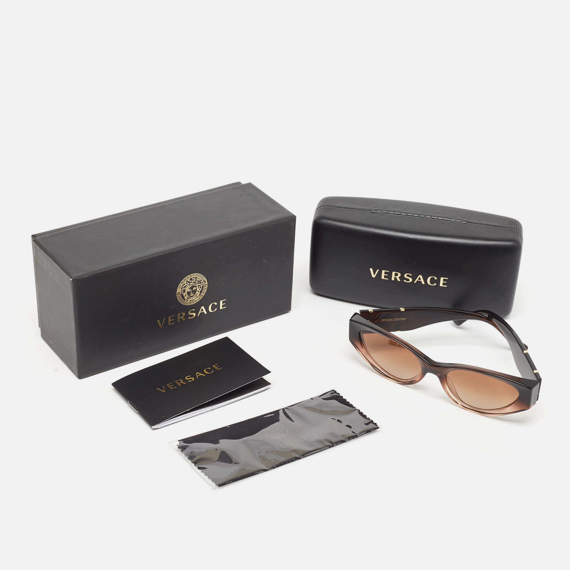 Versace Brown Havana Gradient Mod4454 Oval Sunglasses