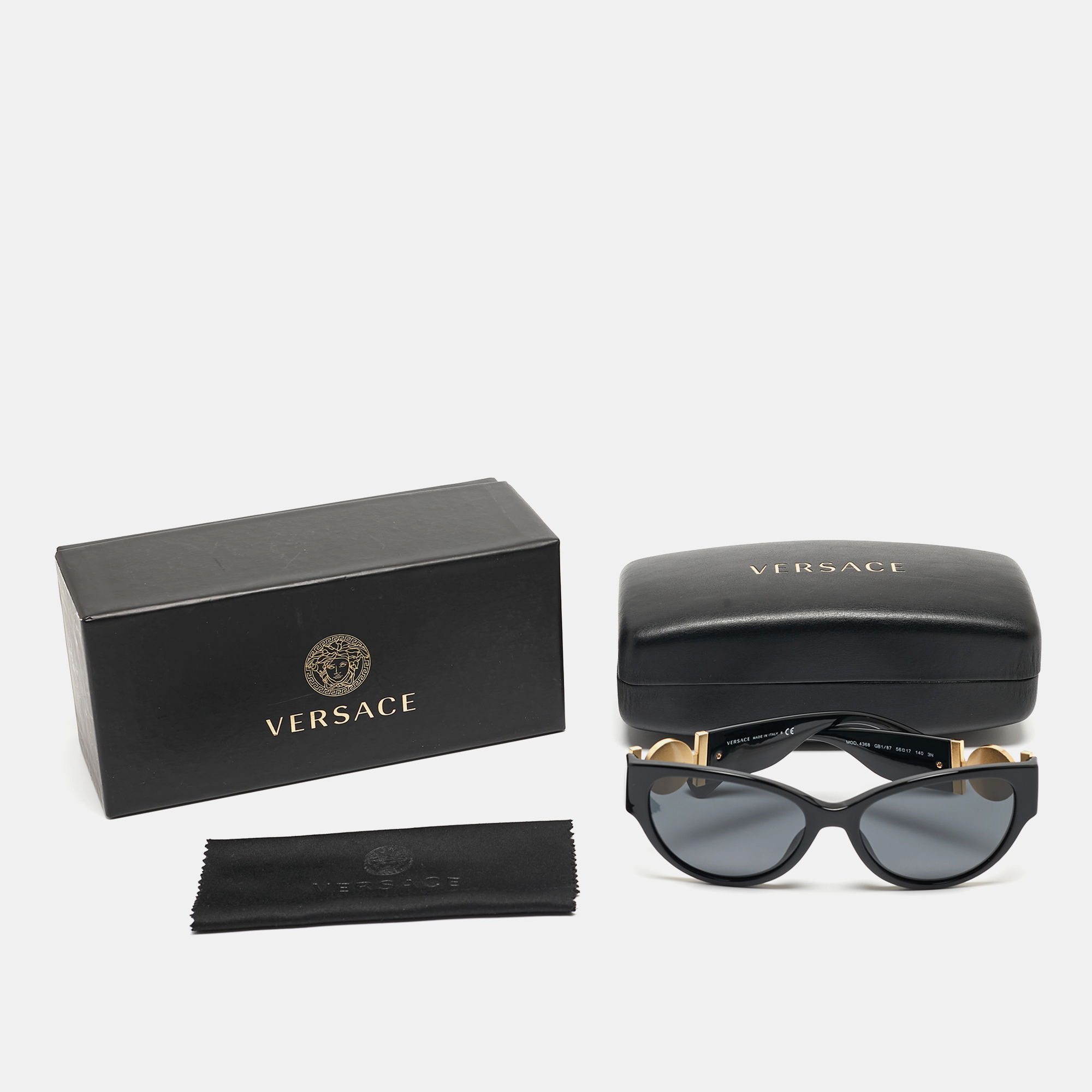 Versace Black 4368 Medusa Medallion Cat Eye Sunglasses
