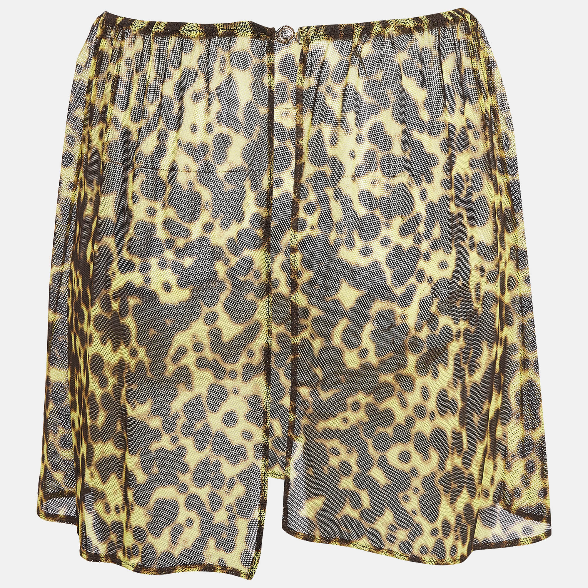 Versace Le Bonitas Yellow Leopard Print Mesh Cover-Up Set L