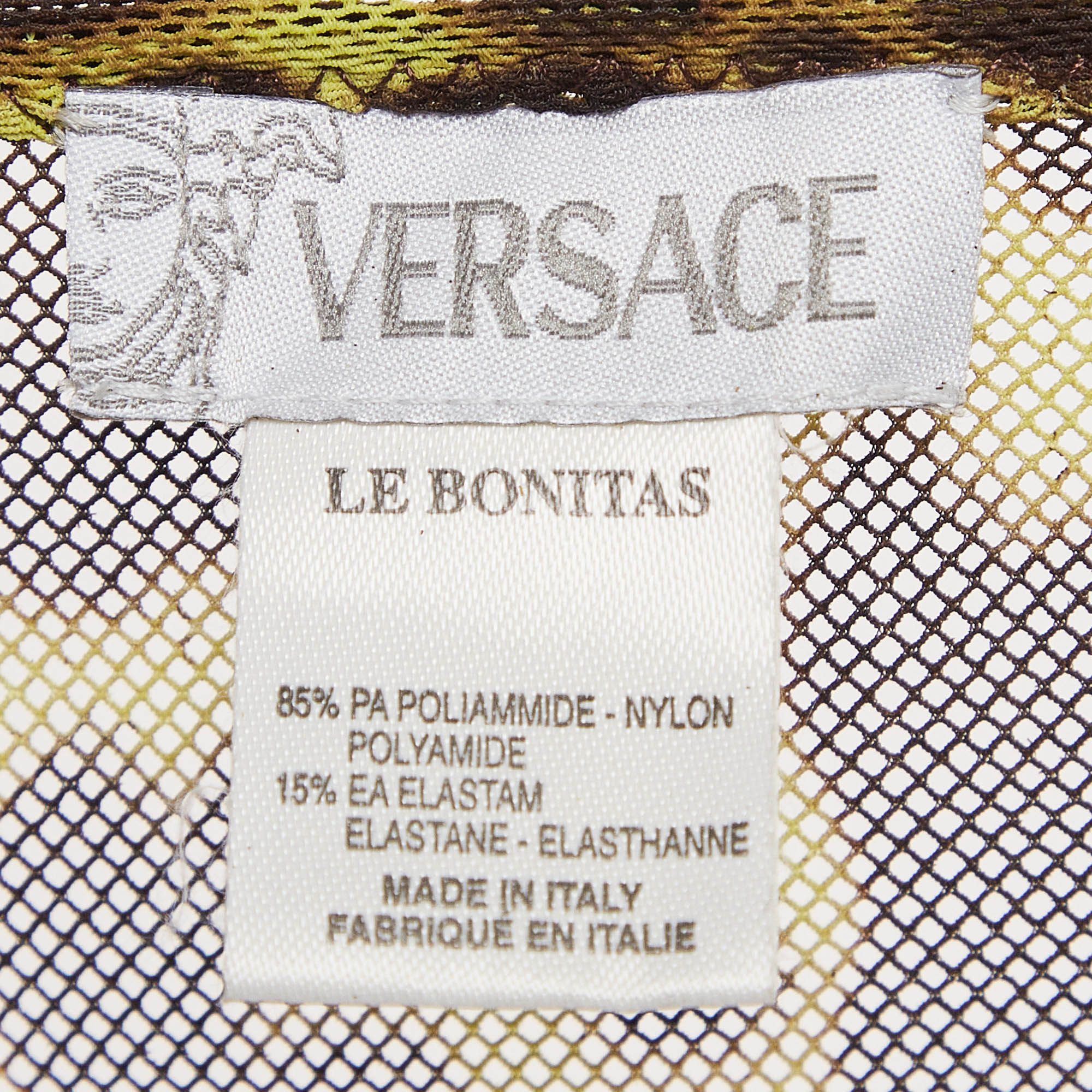 Versace Le Bonitas Yellow Leopard Print Mesh Cover-Up Set L