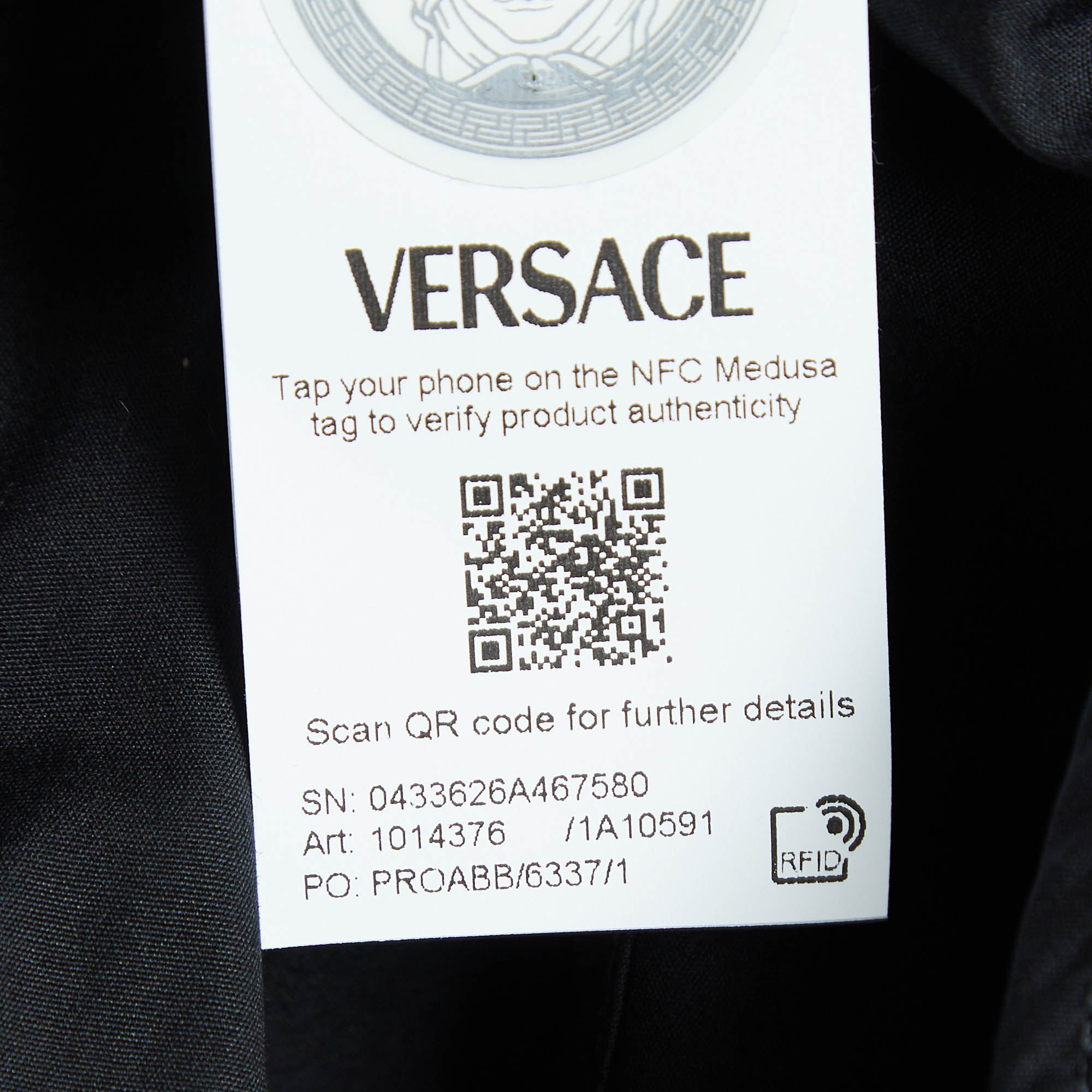 Versace Black Printed Cuff Cotton Long Sleeve Shirt S