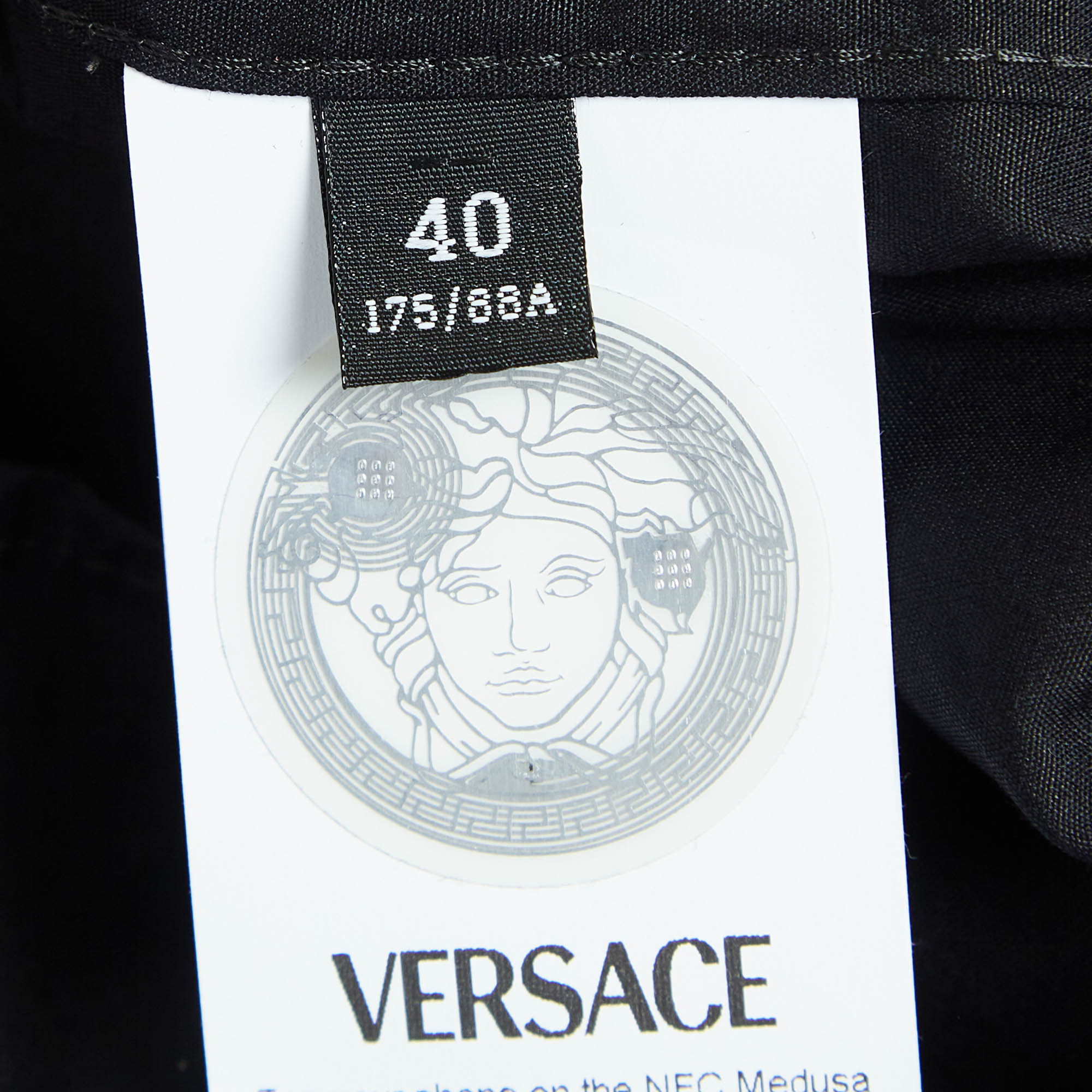 Versace Black Printed Cuff Cotton Long Sleeve Shirt S