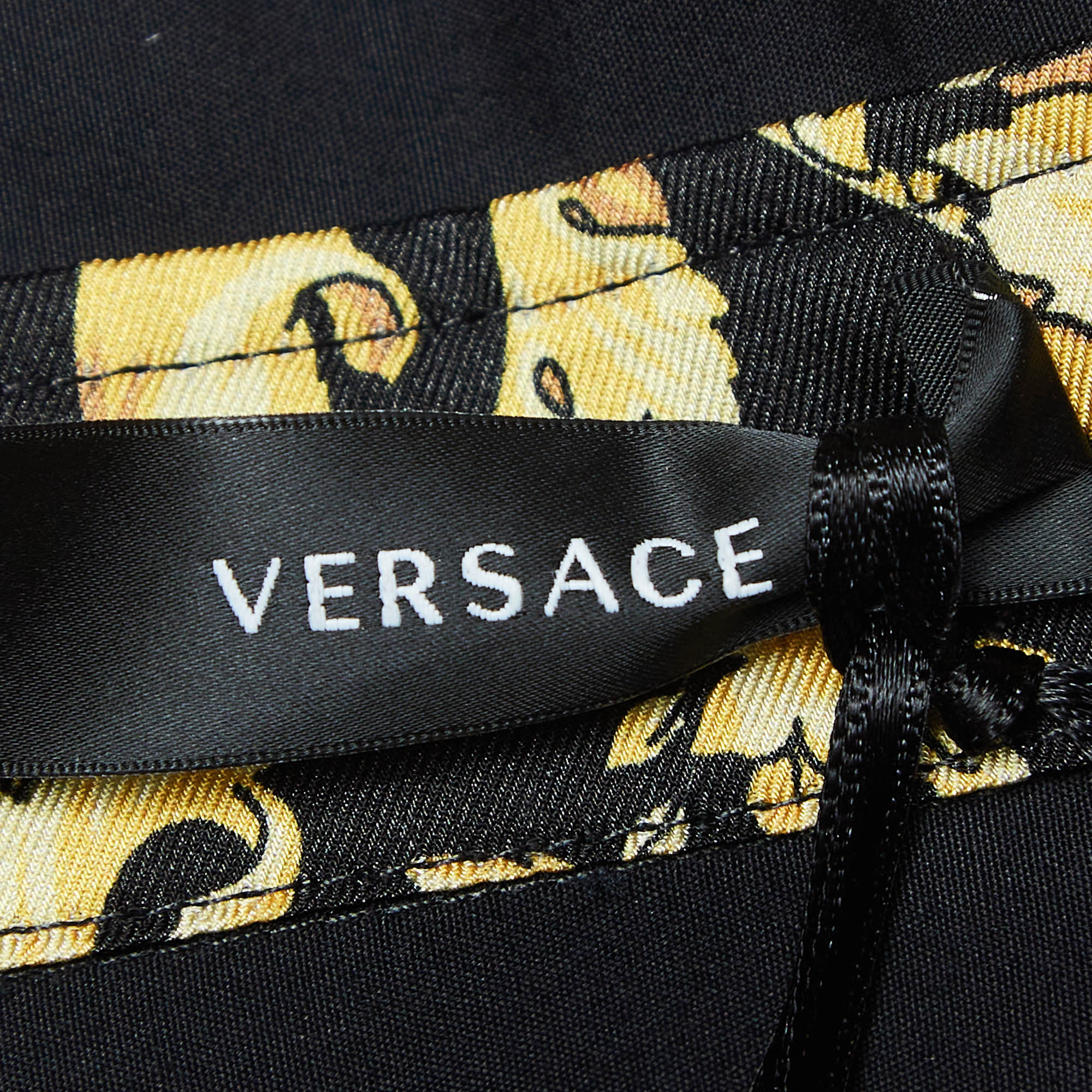 Versace Black Printed Cuff Cotton Long Sleeve Shirt S