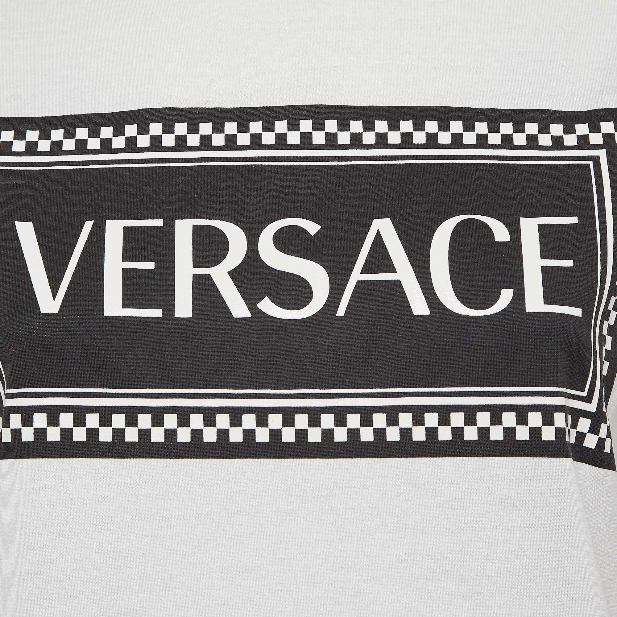 Versace White Logo Print Cotton T-Shirt S