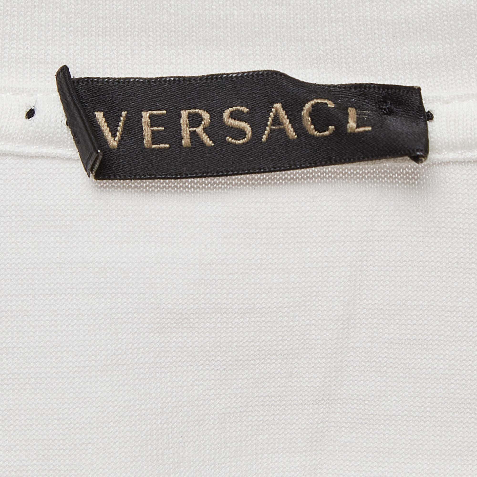 Versace White Logo Print Cotton T-Shirt S