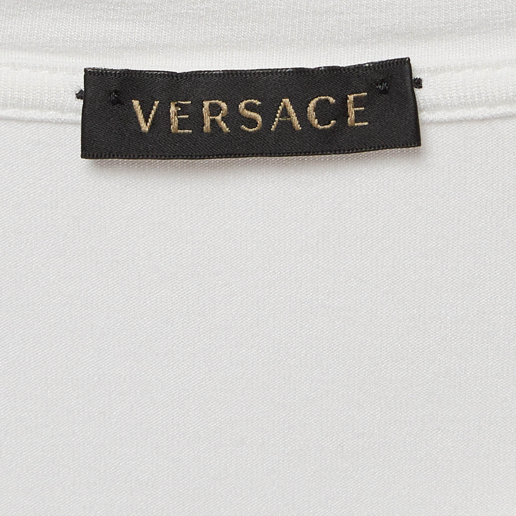 Versace White Logo Print Jersey Long Sleeve T-Shirt M