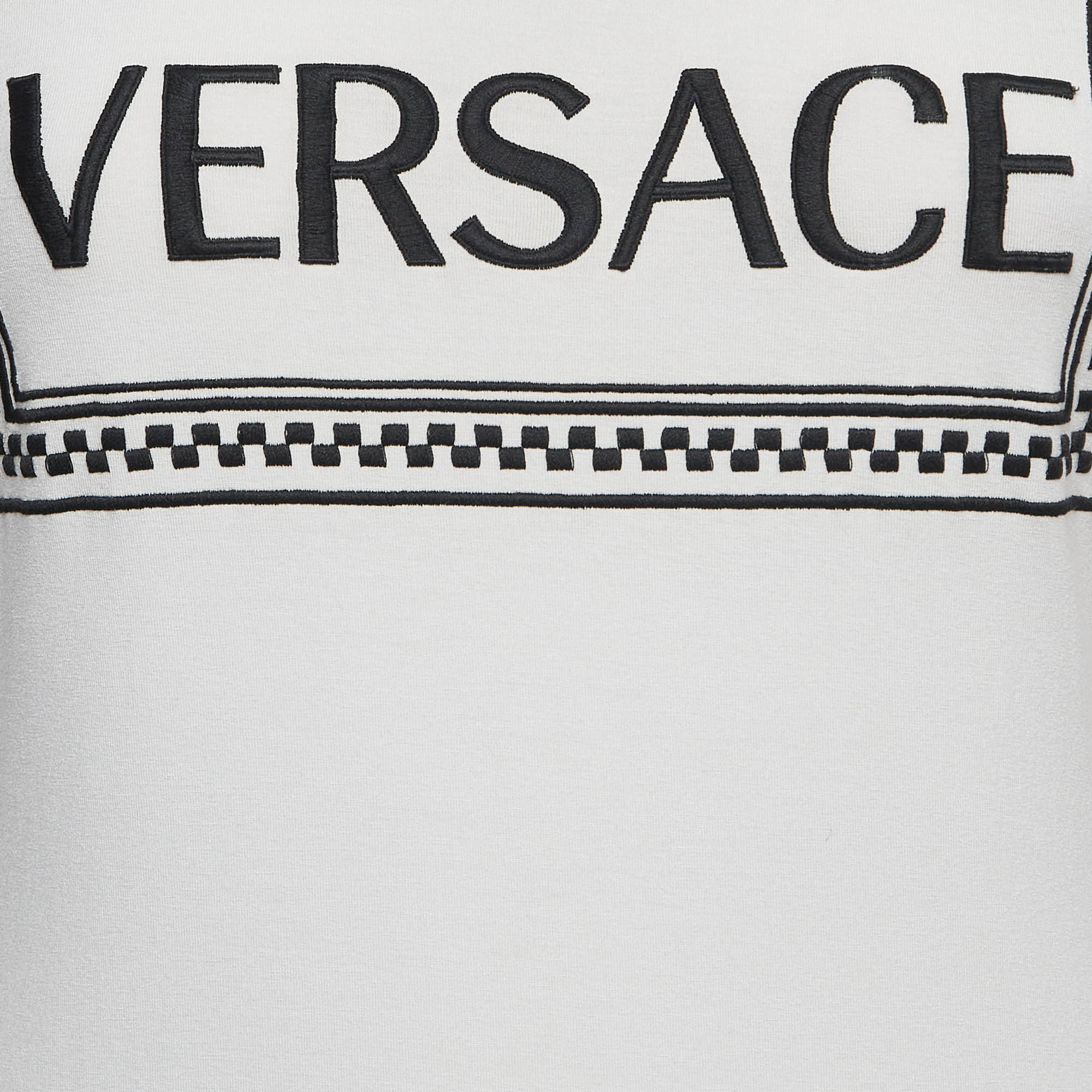 Versace White Logo Print Jersey Long Sleeve T-Shirt M