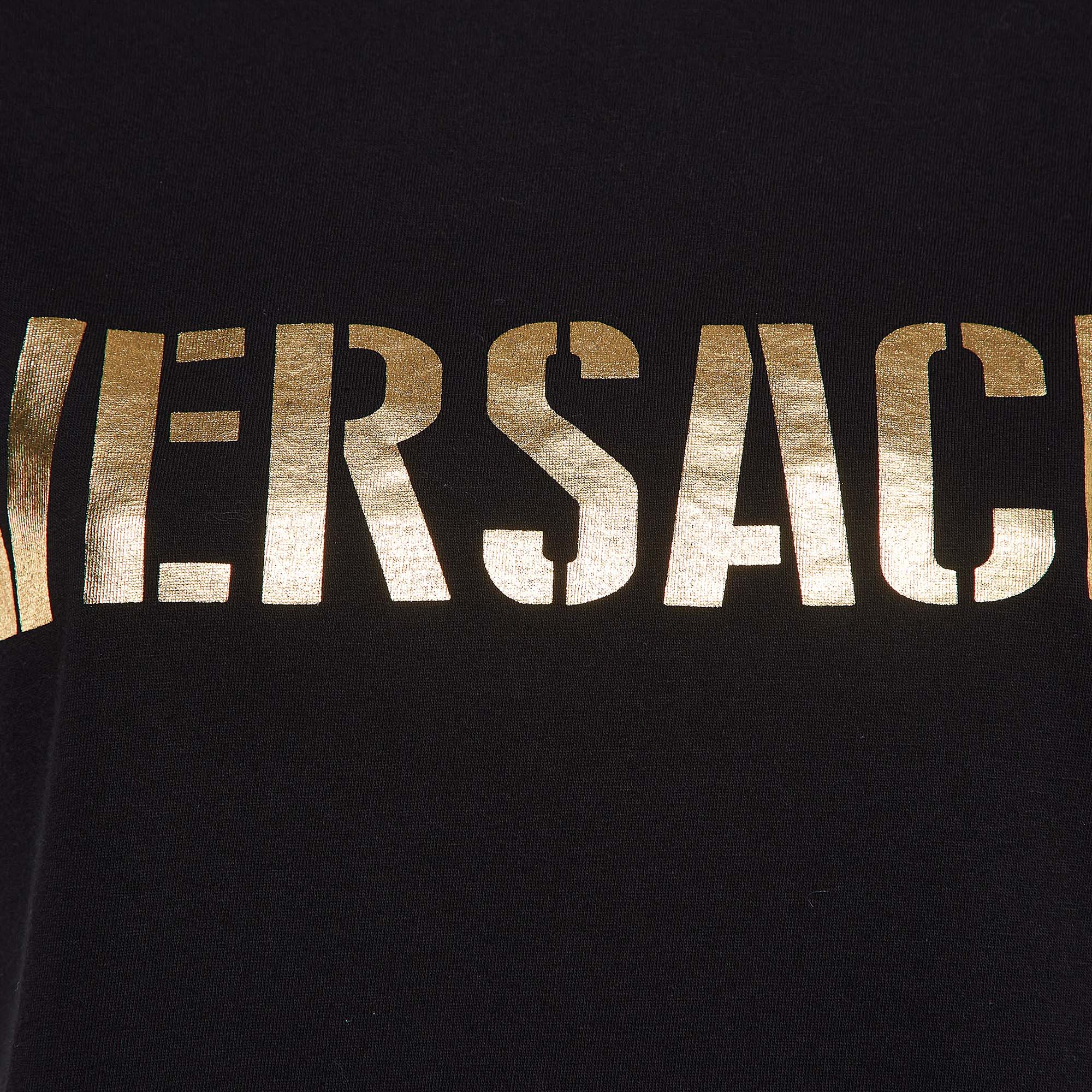 Versace Black Logo Print Cotton Jersey Tank Top S