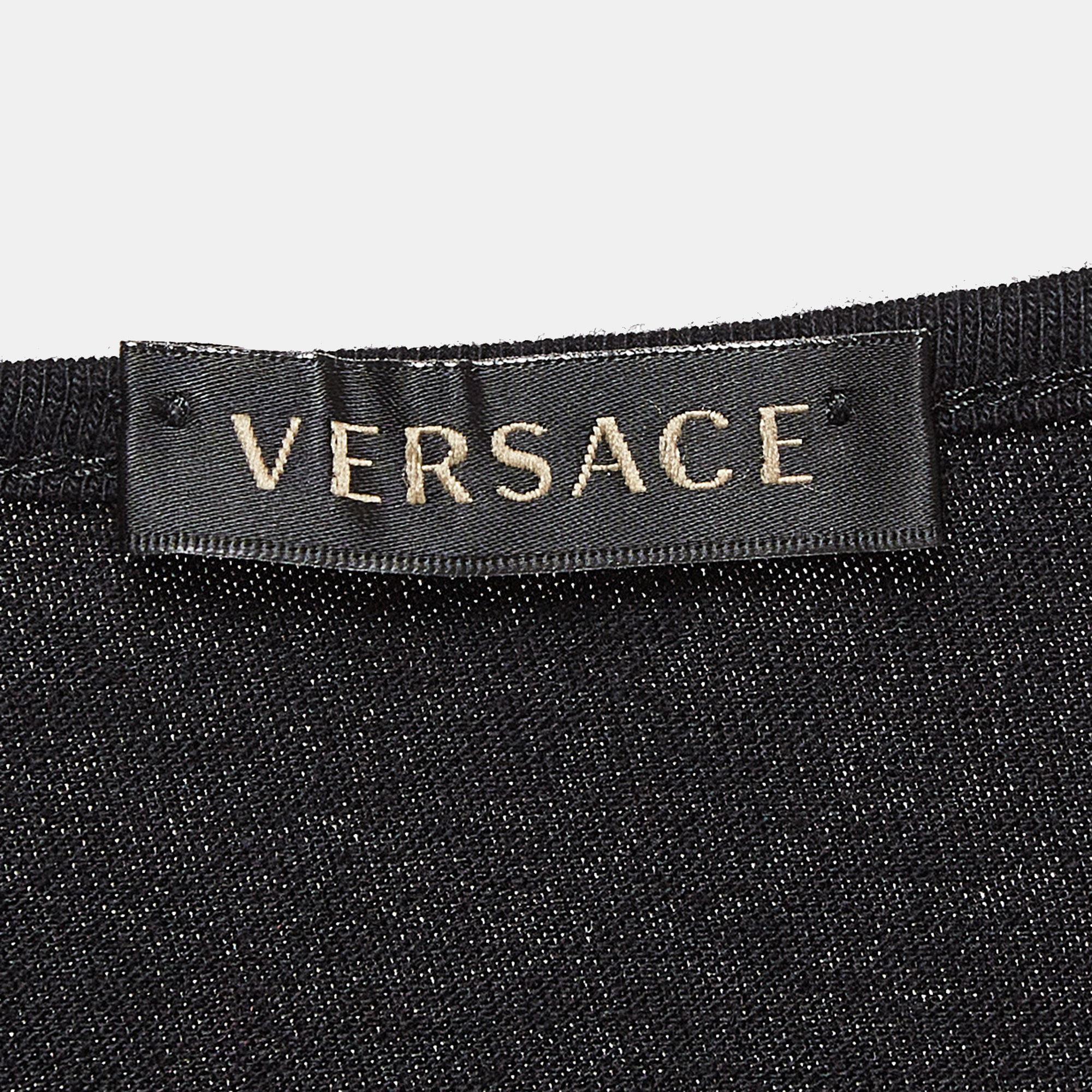 Versace Black Logo Print Cotton Jersey Tank Top S