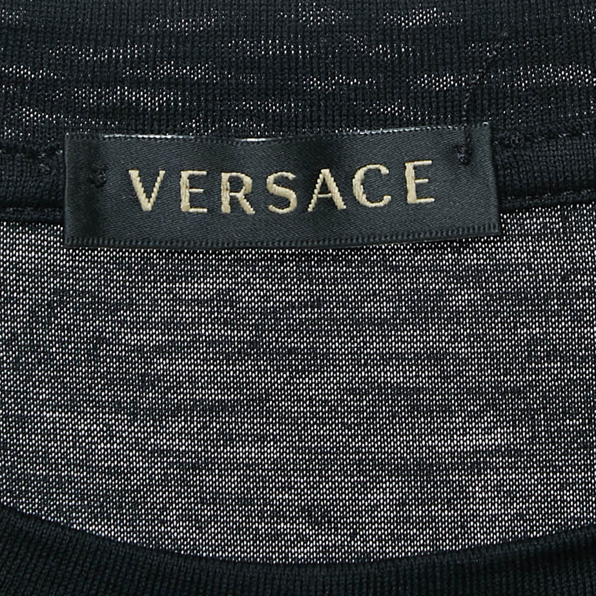 Versace Black Logo Print Jersey Short Sleeve T-Shirt M