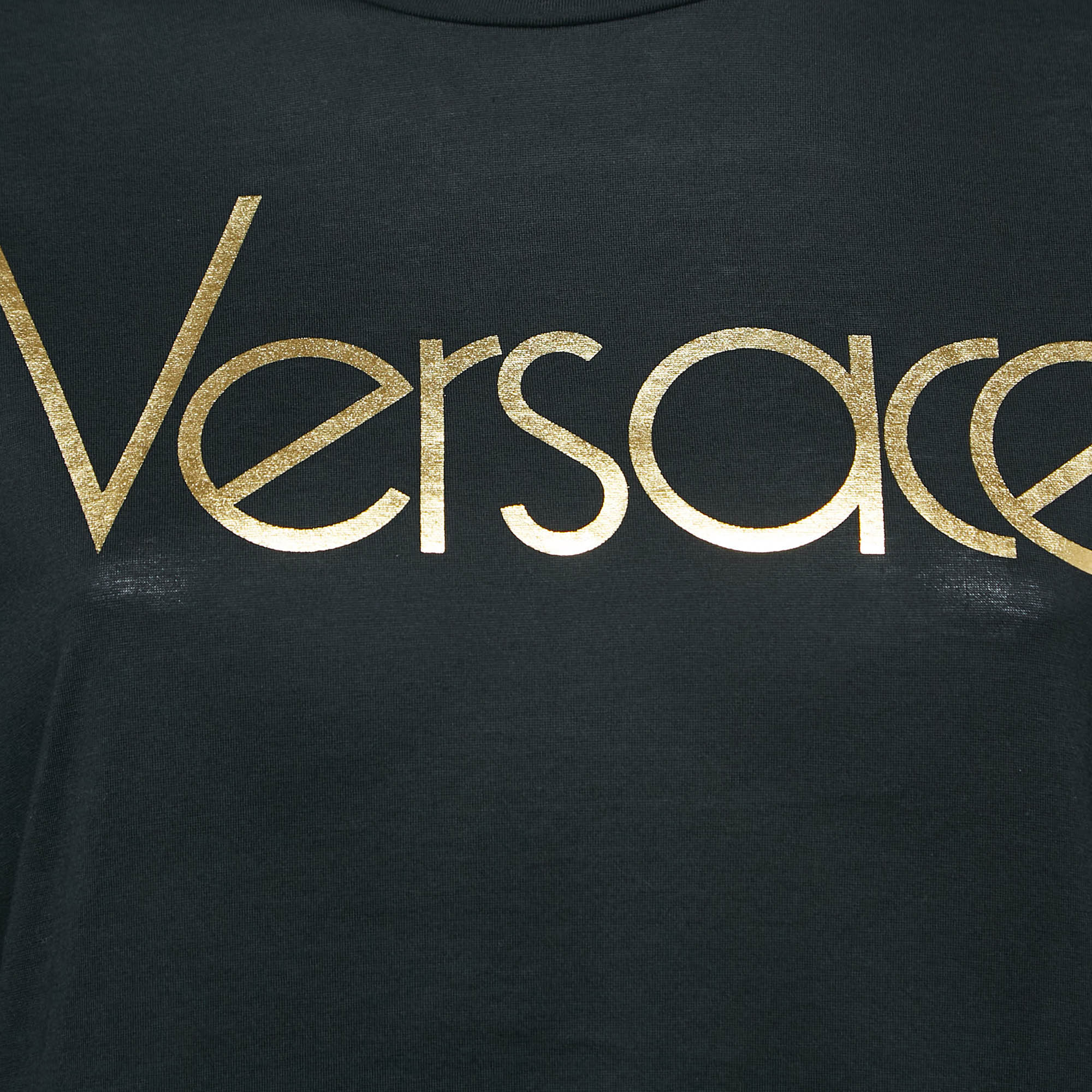 Versace Black Logo Print Jersey Short Sleeve T-Shirt M