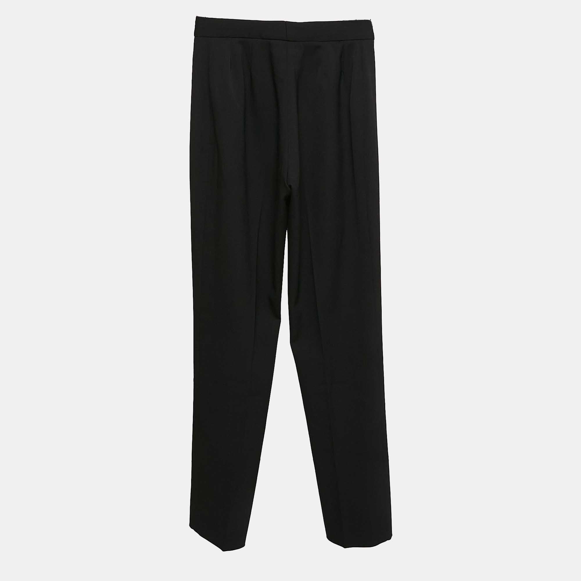 Versace Black Wool Buckle Detail Trousers S