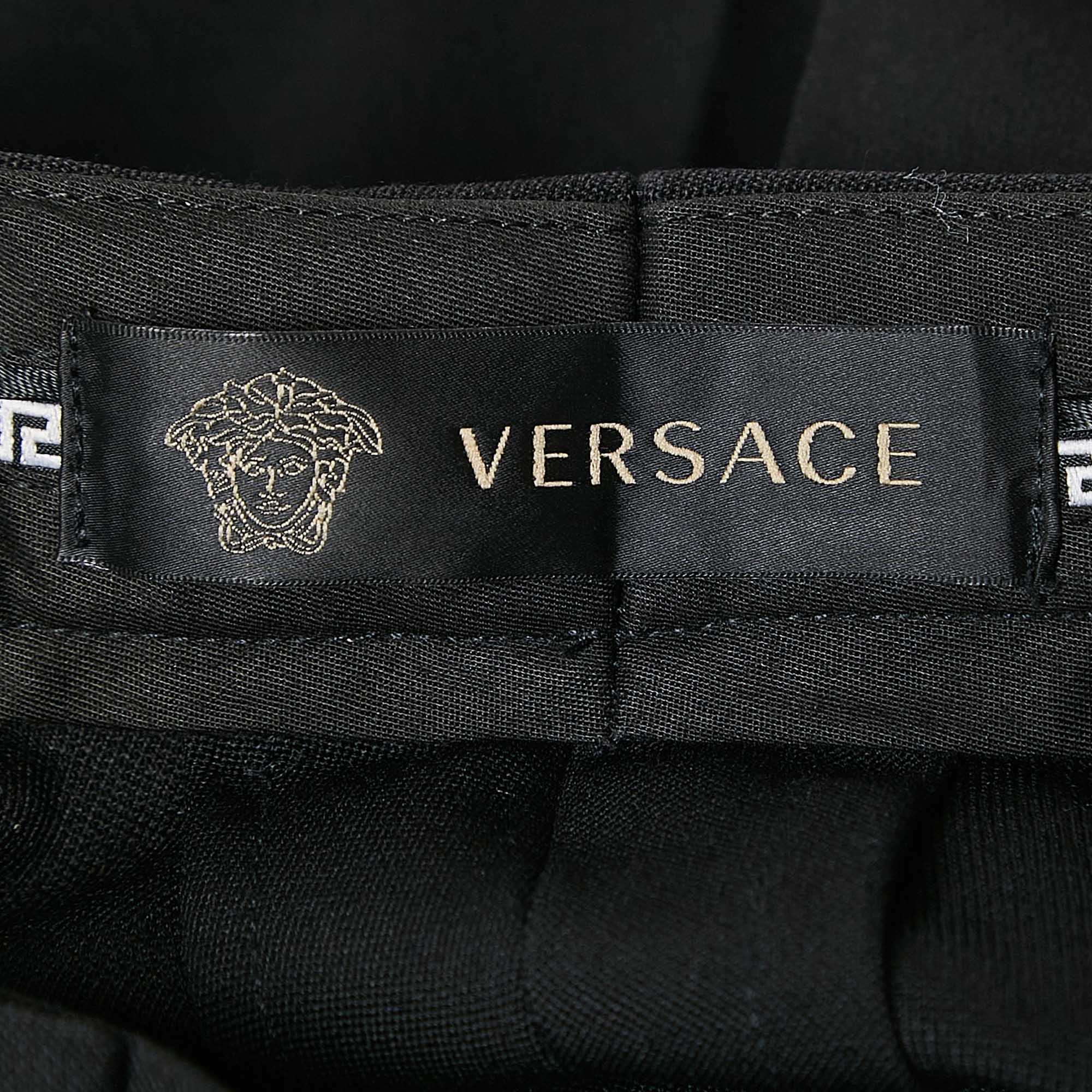 Versace Black Wool Buckle Detail Trousers S