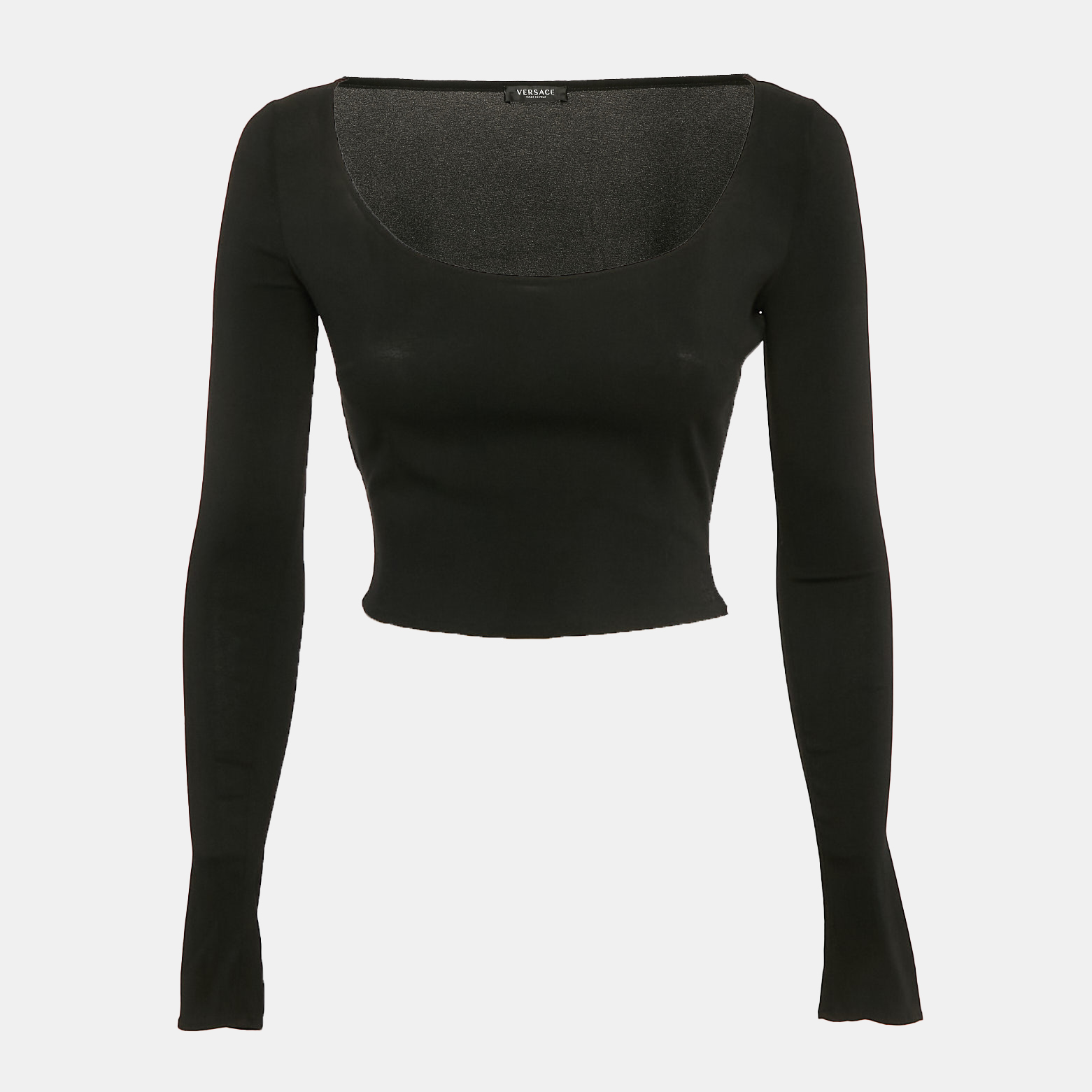 Versace Black Jersey Long Sleeve Crop Top S