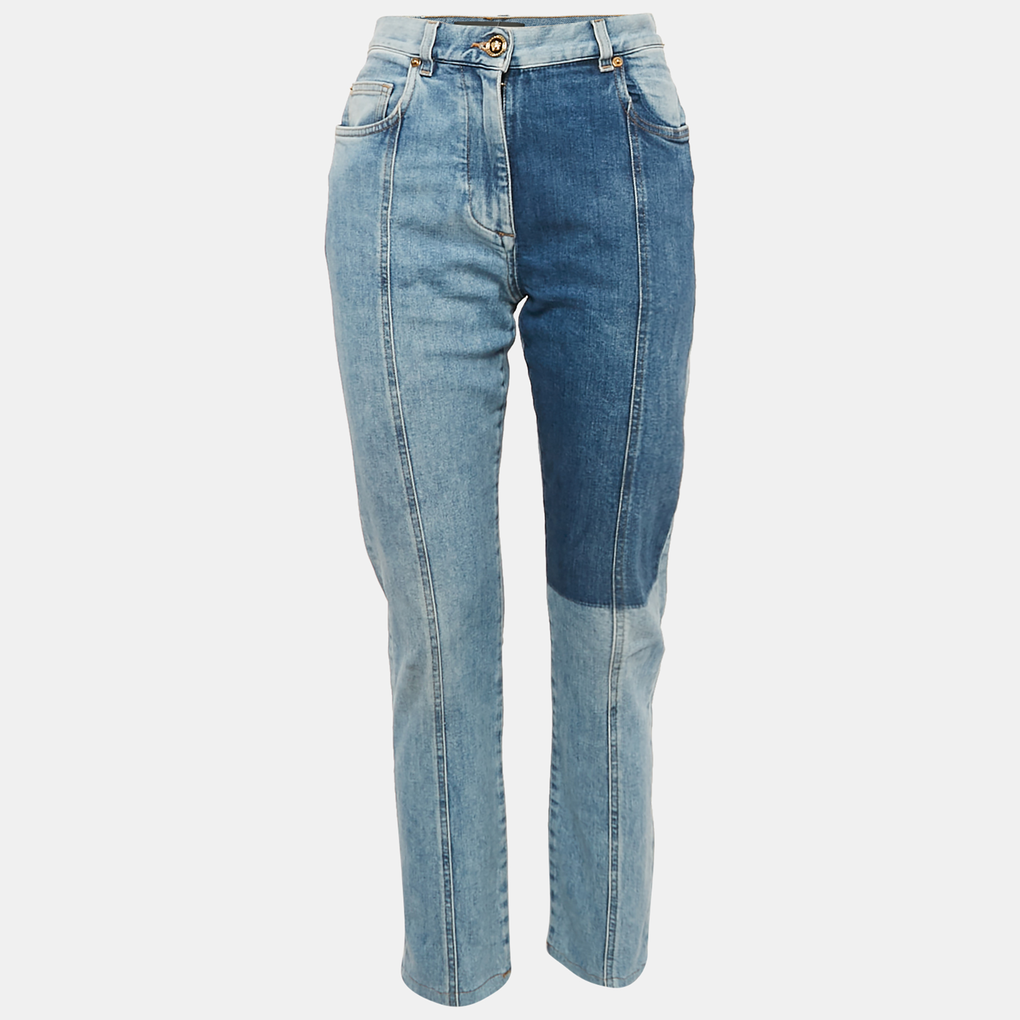Versace Blue Panelled Denim Skinny Jeans S Waist 26"