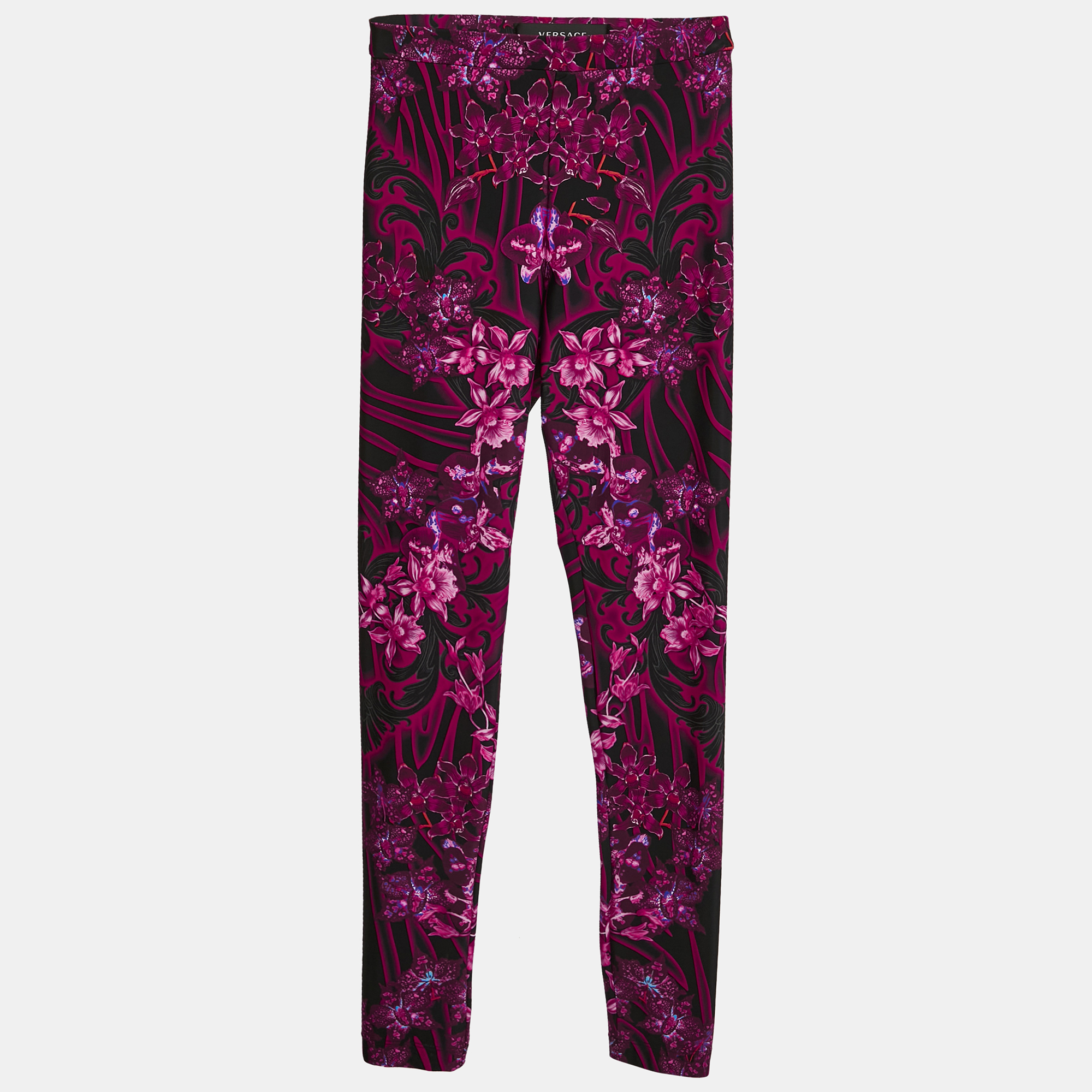 Versace Pink/Multicolor Printed Jersey Leggings S