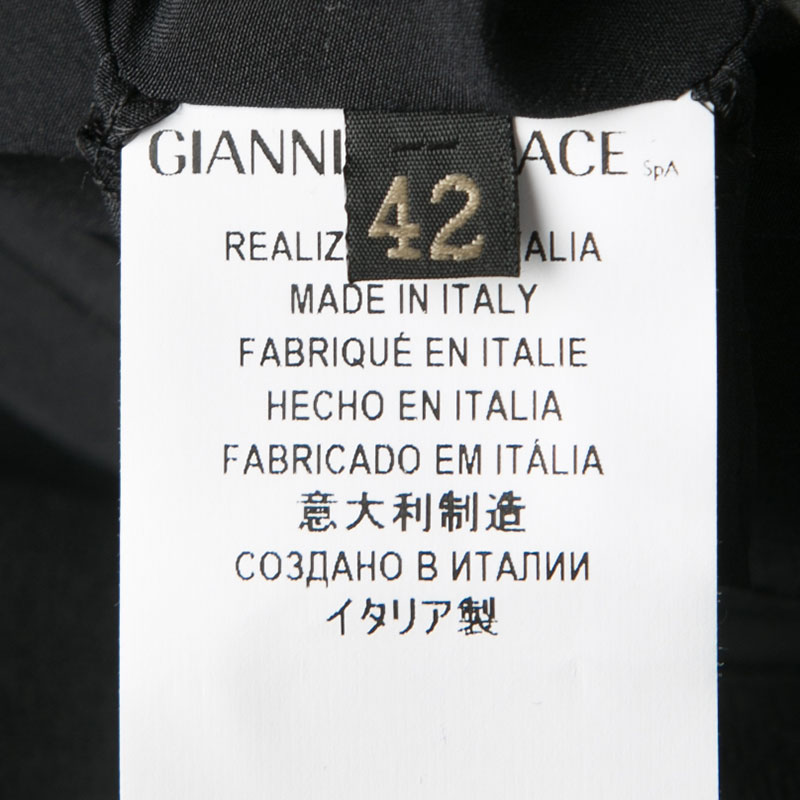 Versace Black Linen Blend Hook Detail Long Sleeve Open Front Jacket M