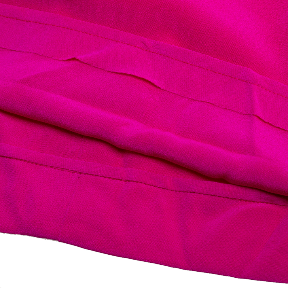 Versace Fuschia Pink Silk Belt Detail Long Sleeve Dress S