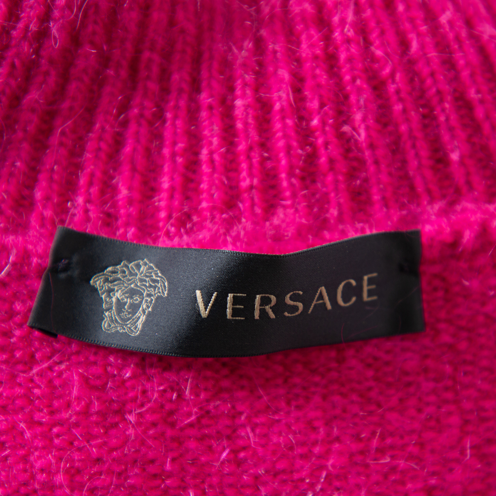 Versace Pink Mohair High Neck Sleeveless Tank Top M